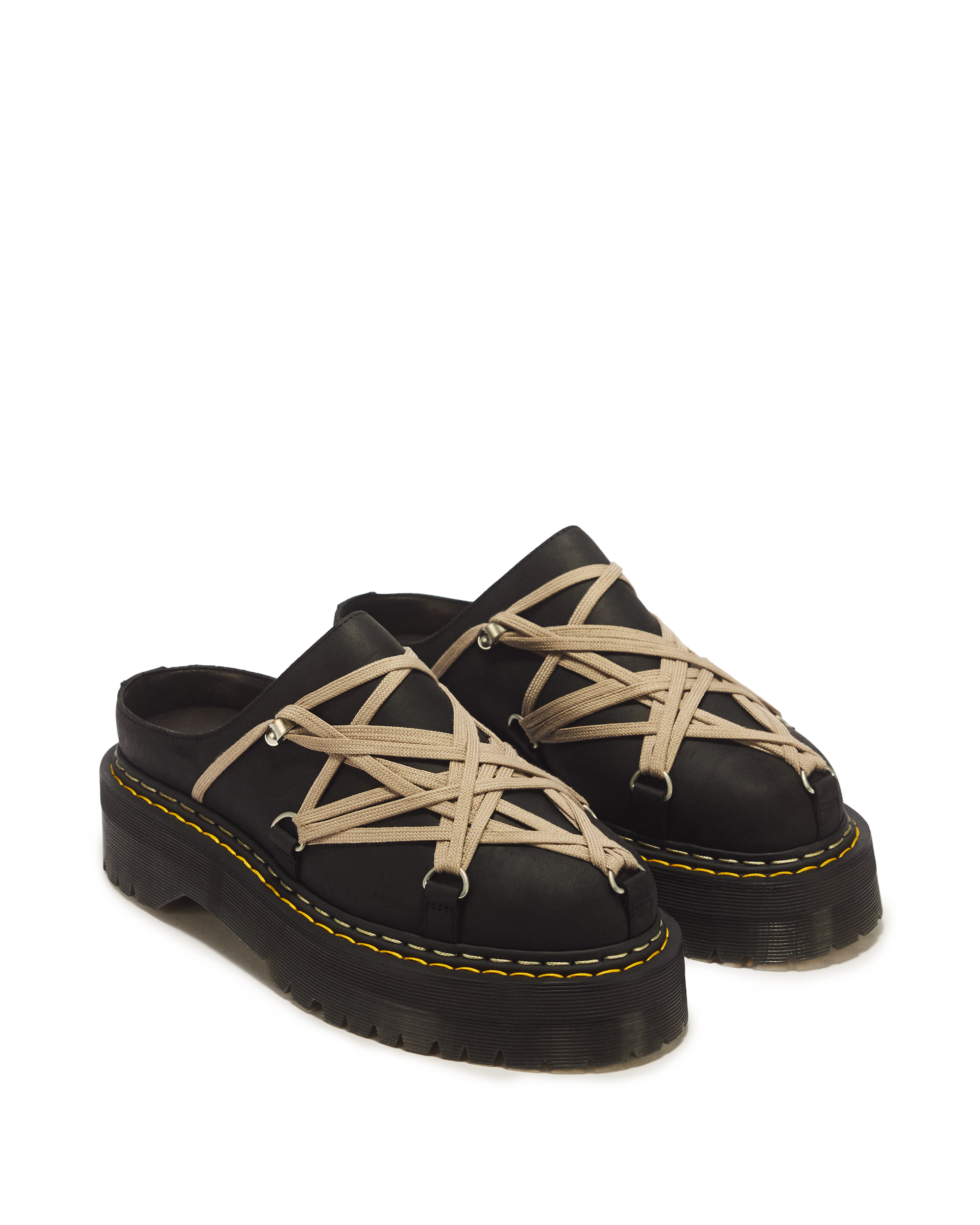 Rick Owens× Dr.Martens Megalace Quad 38 RICK OWENS MEGALACE® MULES in BLACK | Dr. Martens™
