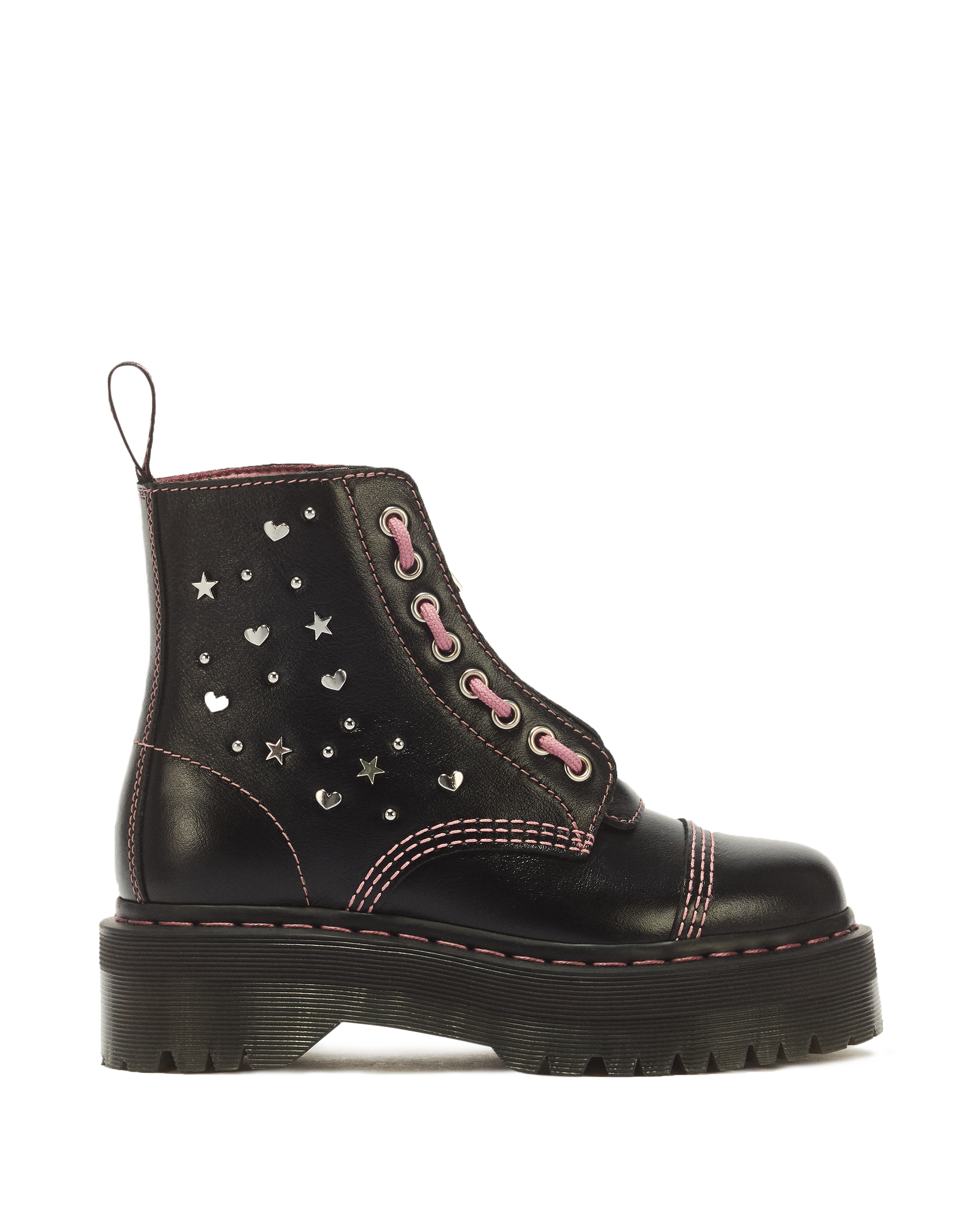 Botas con plataforma Sinclair Hearts & Stars de piel Milled Gloss con 8 ojales product image