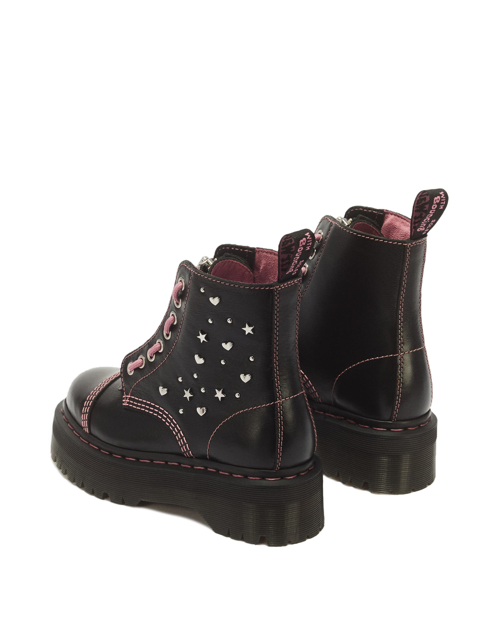 Boots plateformes Sinclair Hearts & Stars en cuir Milled Gloss à 8 œillets