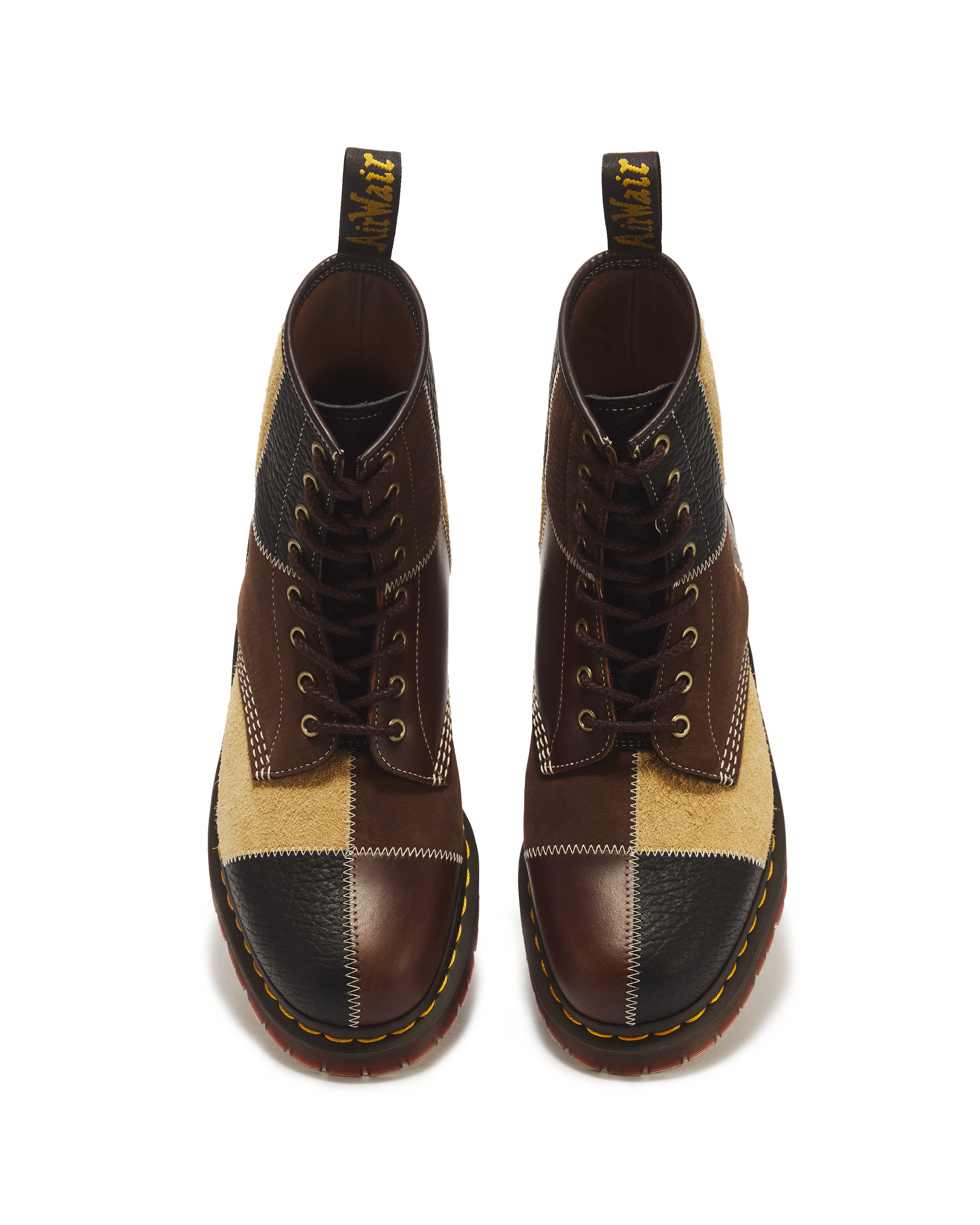 1460 Patchwork 8 Eye Leather & Nubuck Lace Up Boots in