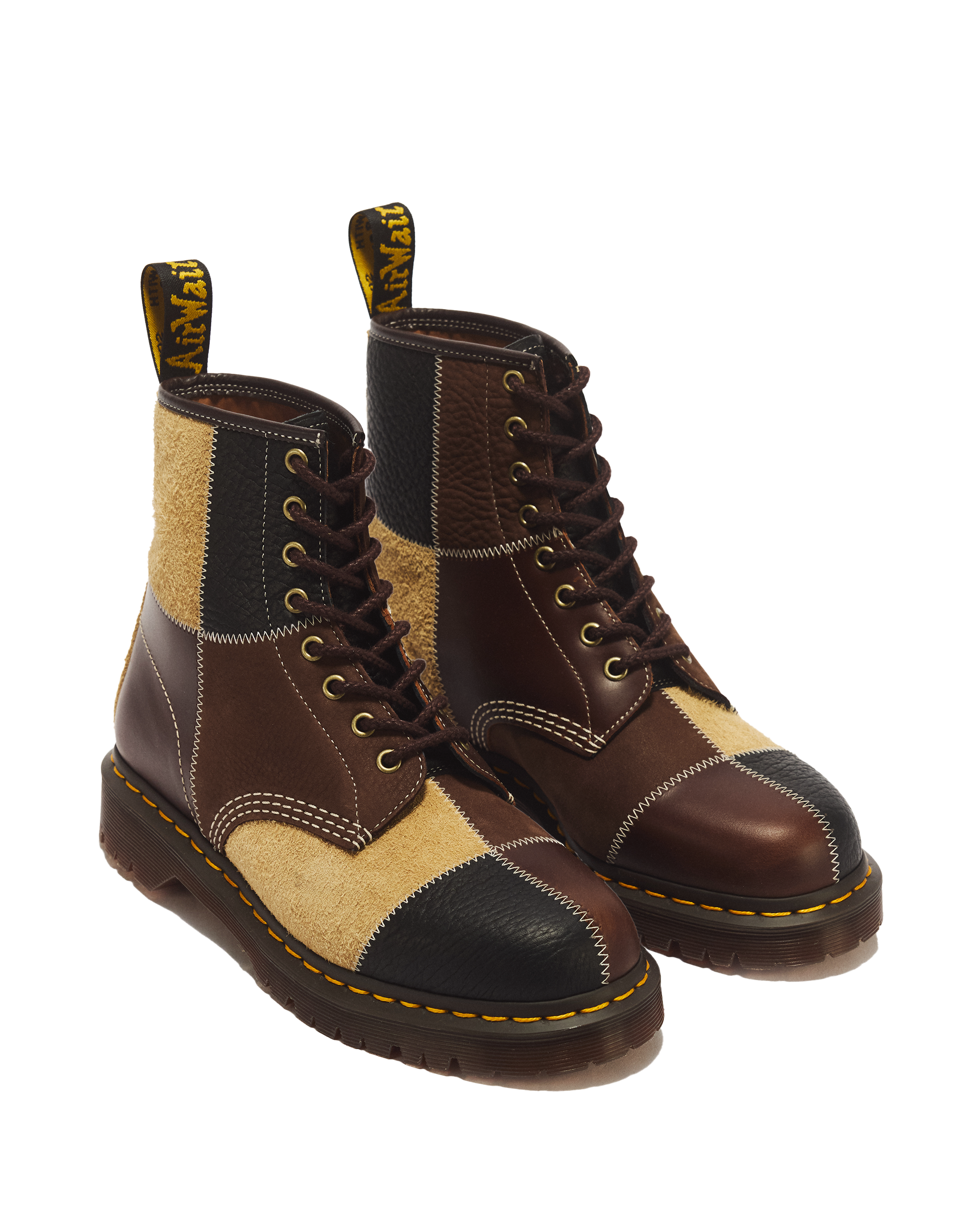 1460 Patchwork 8 Eye Leather & Nubuck Lace Up Boots in