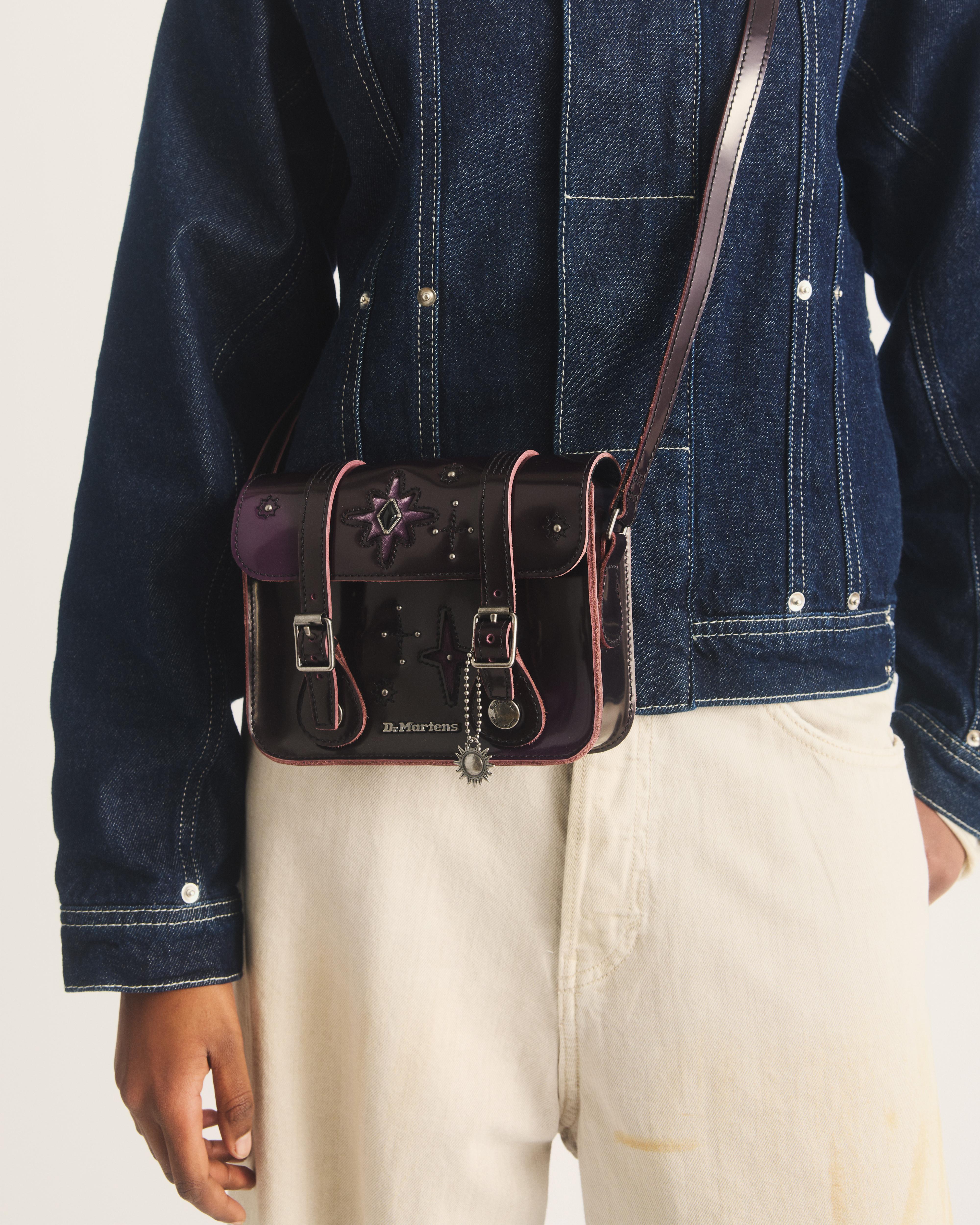 7 Inch Whimsigoth Arcadia Leather Satchel in DMS PURPLE+BLACK | Dr