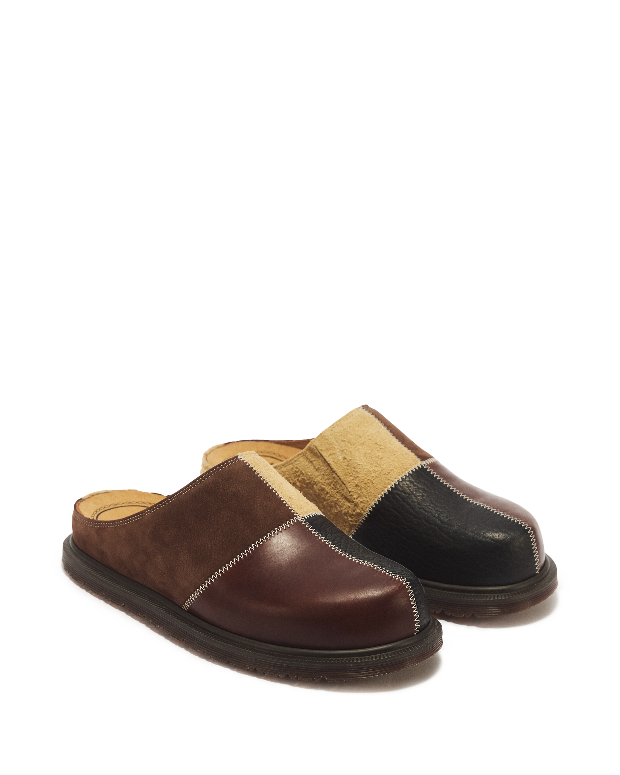 San Patchwork Leather & Nubuck Mules