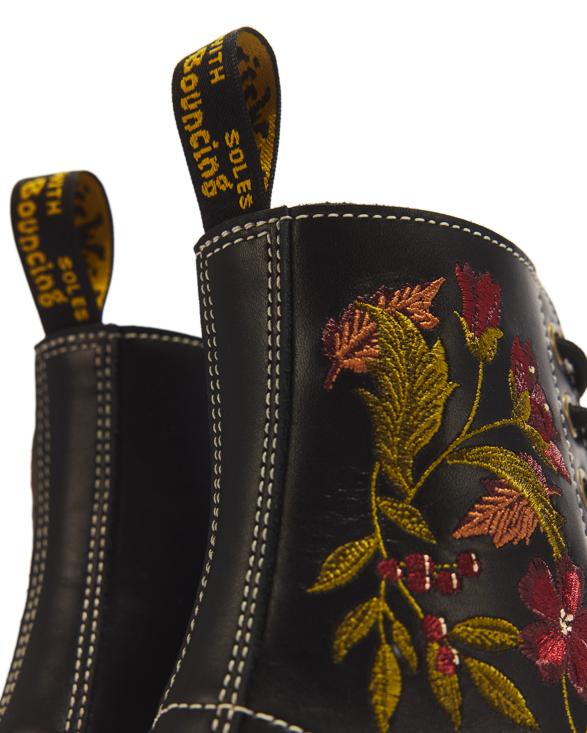 Dr.Martens ドクターマーチン 8ホール PASCAL FLORAL 1460 Pascal Floral 8 Eye Wanama Leather Lace Up Boots in BLACK
