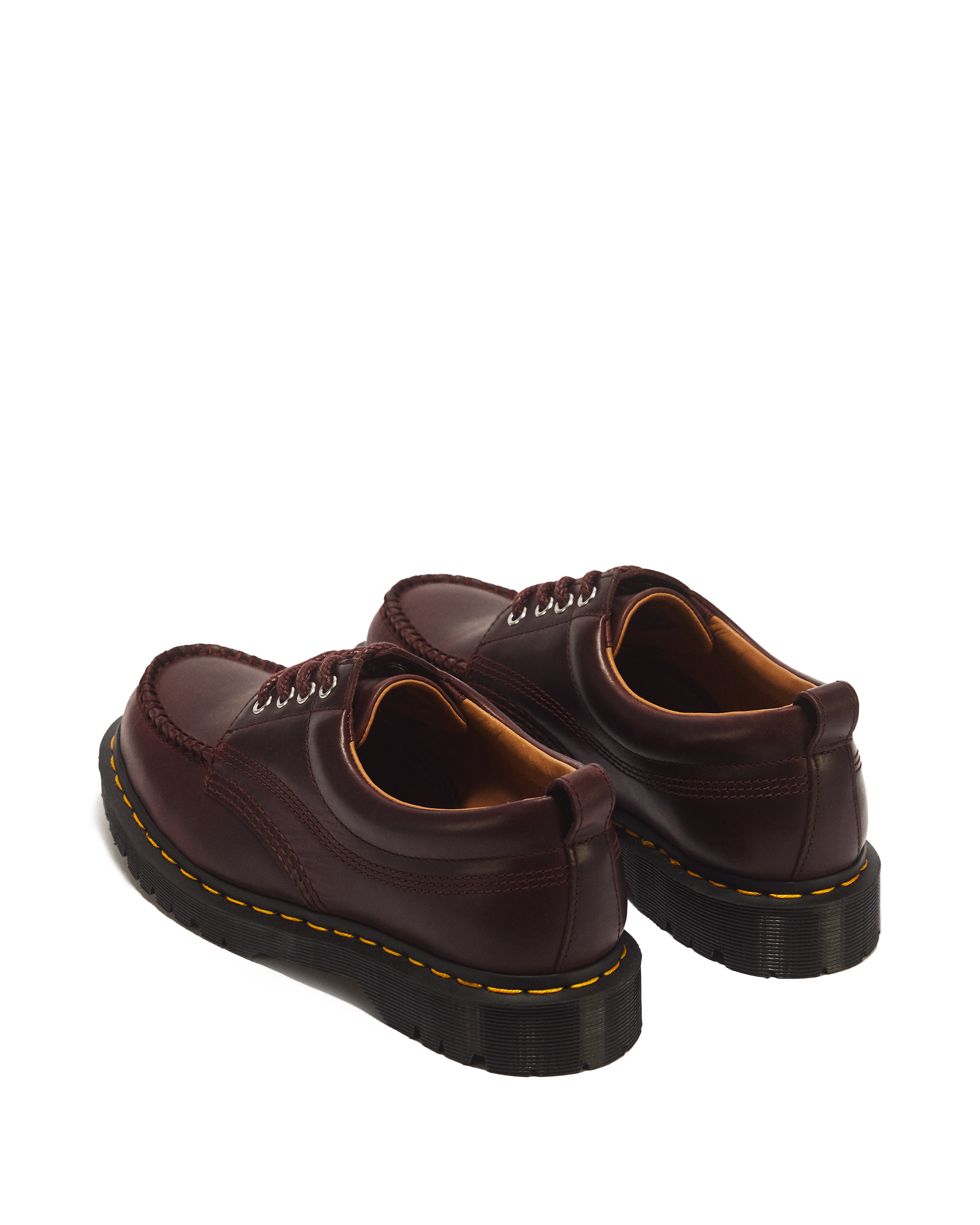 Lowell 4 Eye Mayhem Leather Moc Toe Shoes in SPICED BROWN | Dr