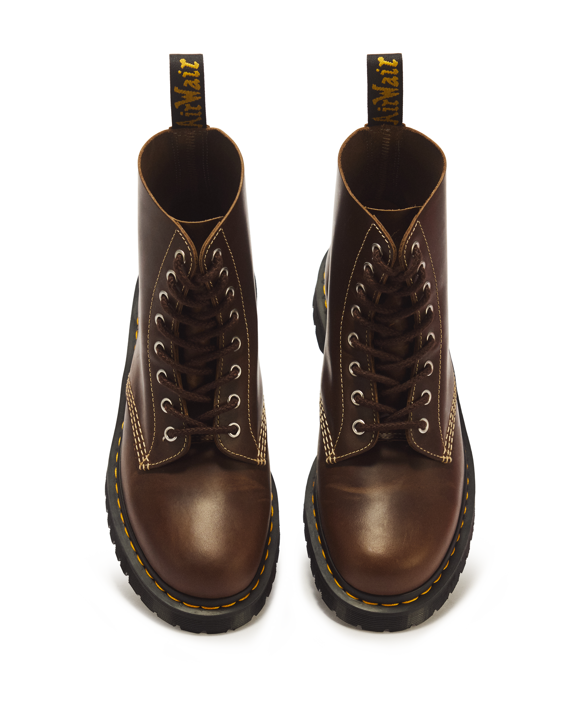 1460 Pascal Ben 8 Eye Mayhem Leather Boots in FOSSIL BROWN | Dr