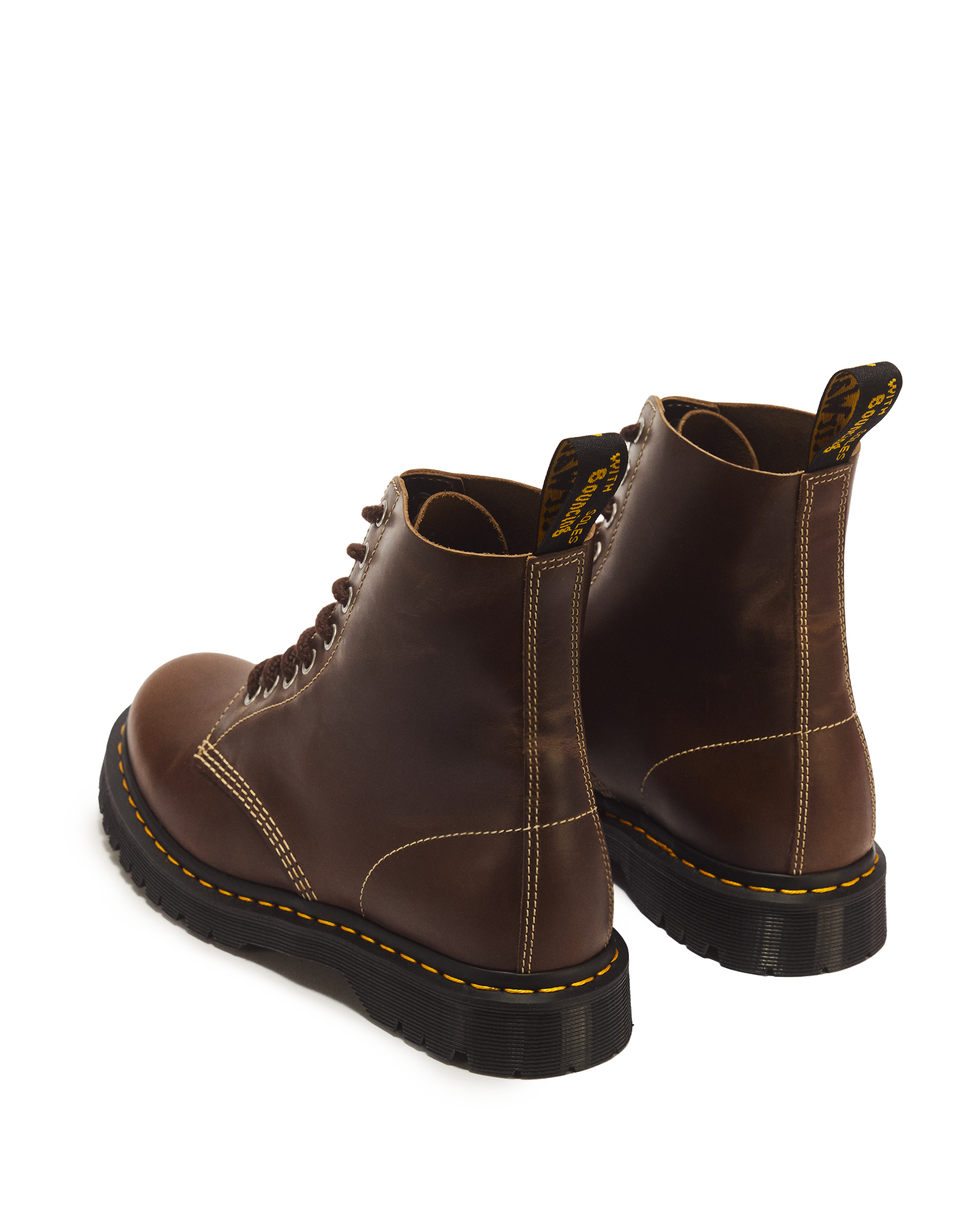 1460 Pascal Ben 8 Eye Mayhem Leather Boots in FOSSIL BROWN | Dr