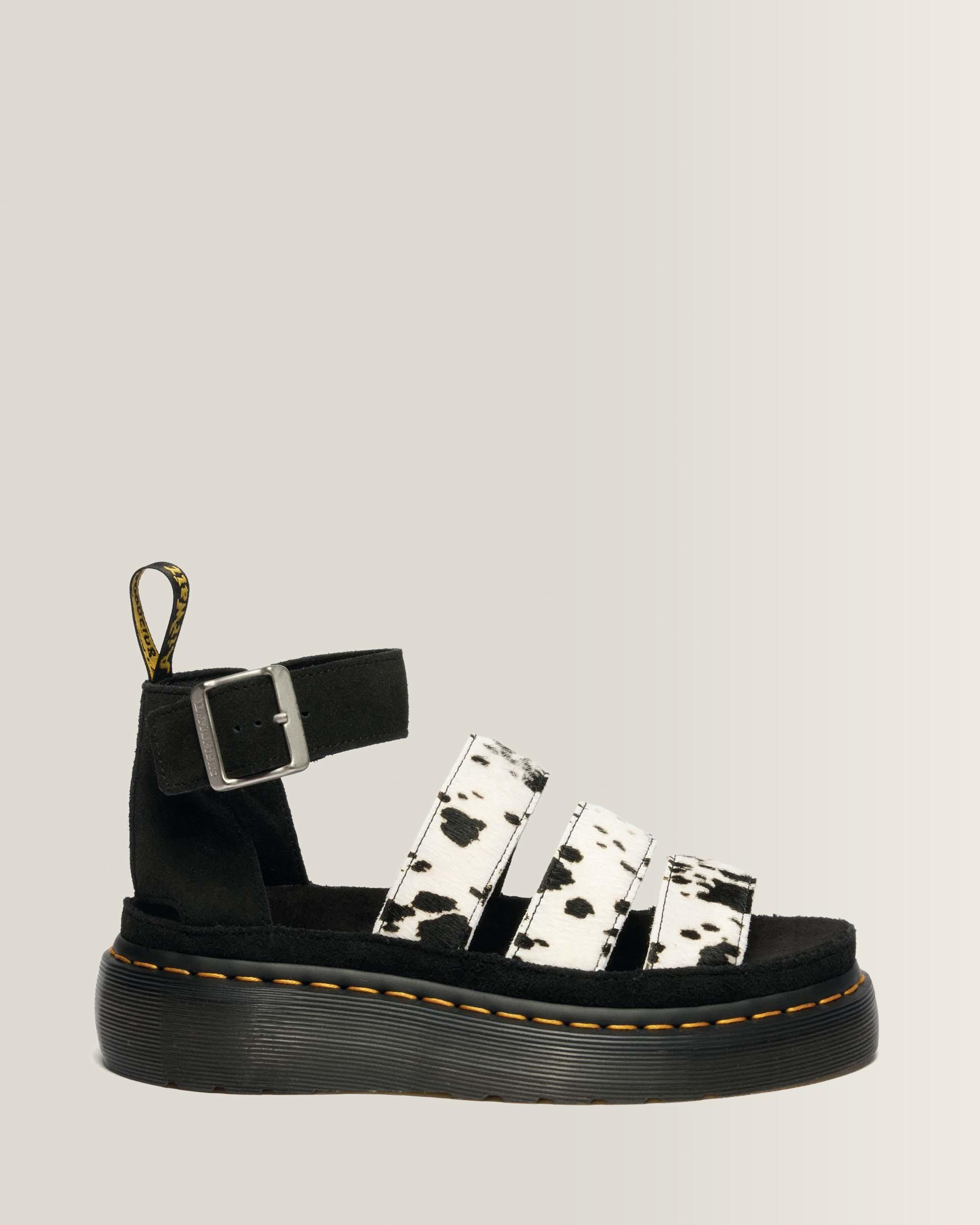 Clarissa Hair-On Leren Quad Sandalen met Riem
