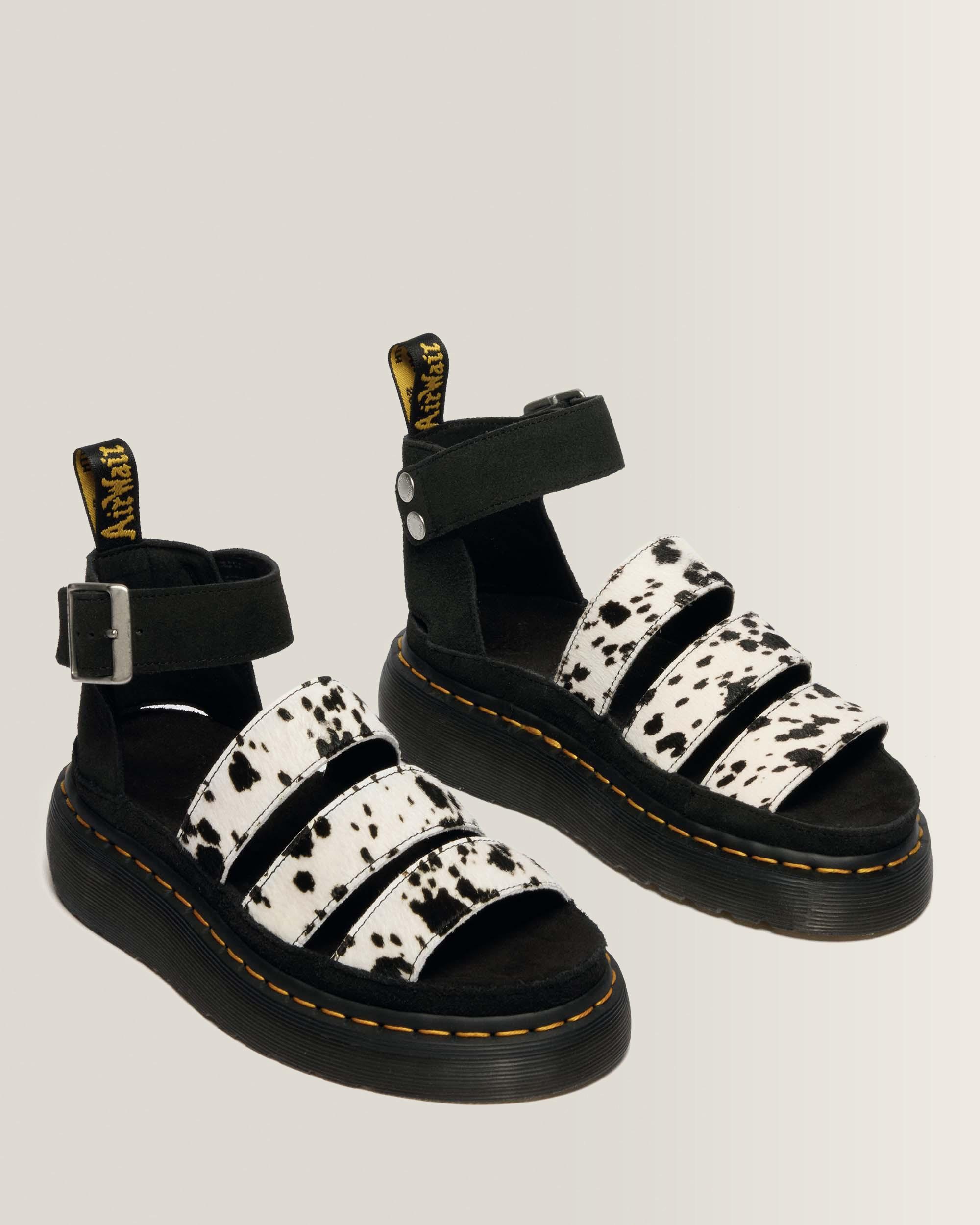Clarissa Hair-On Leren Quad Sandalen met Riem