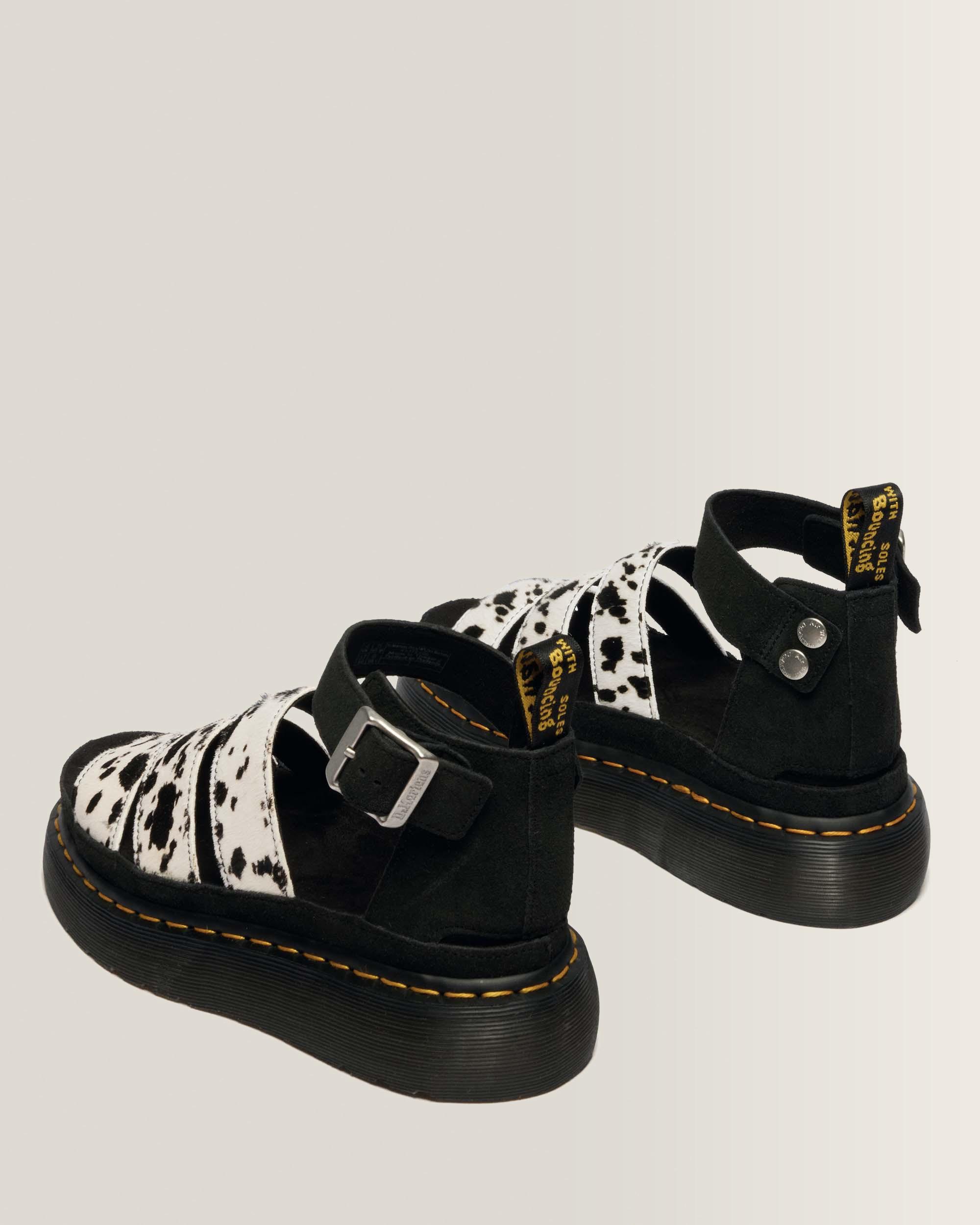 Clarissa Hair-On Leren Quad Sandalen met Riem
