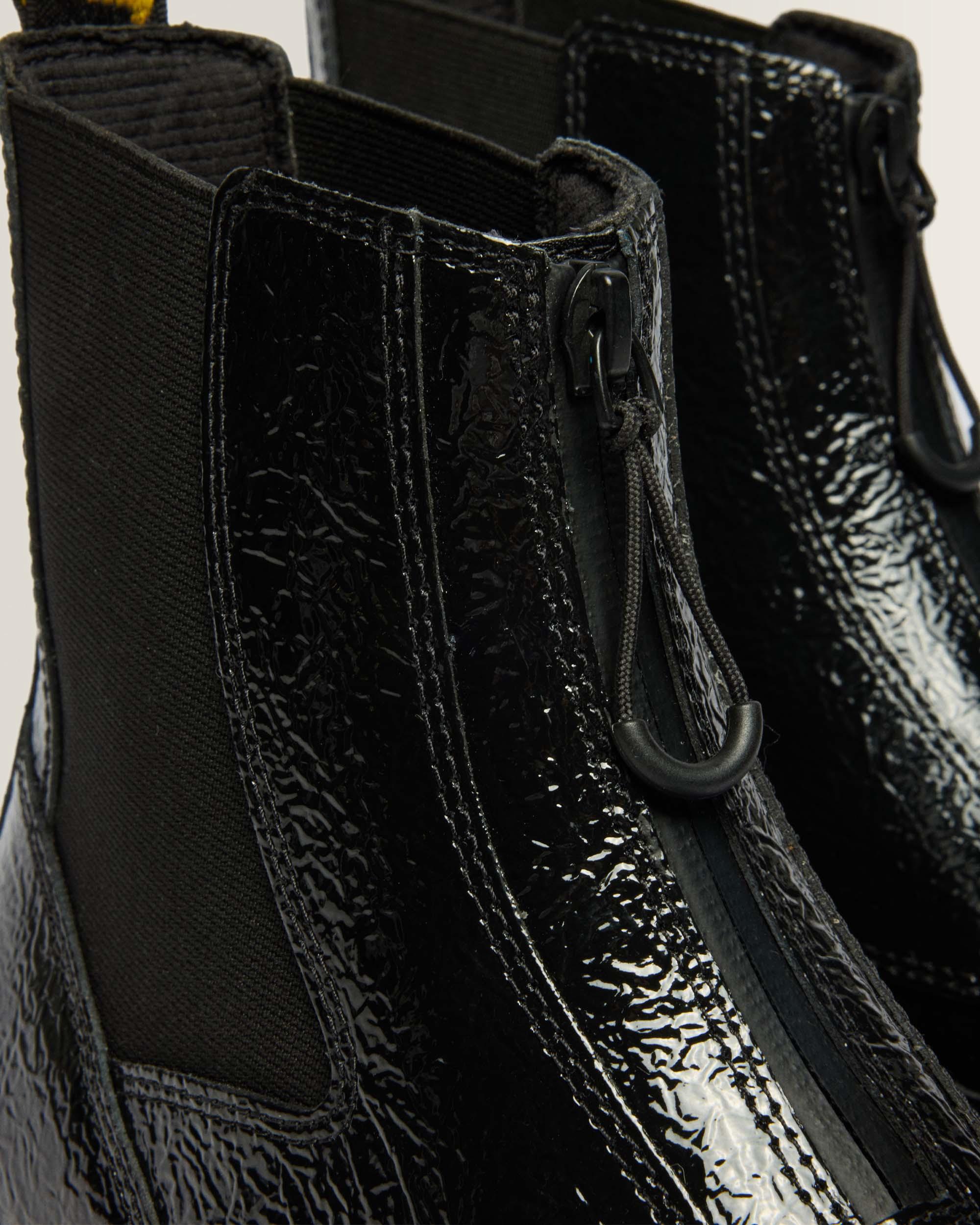 DMXL Distressed Patent Leather Chelsea Boots