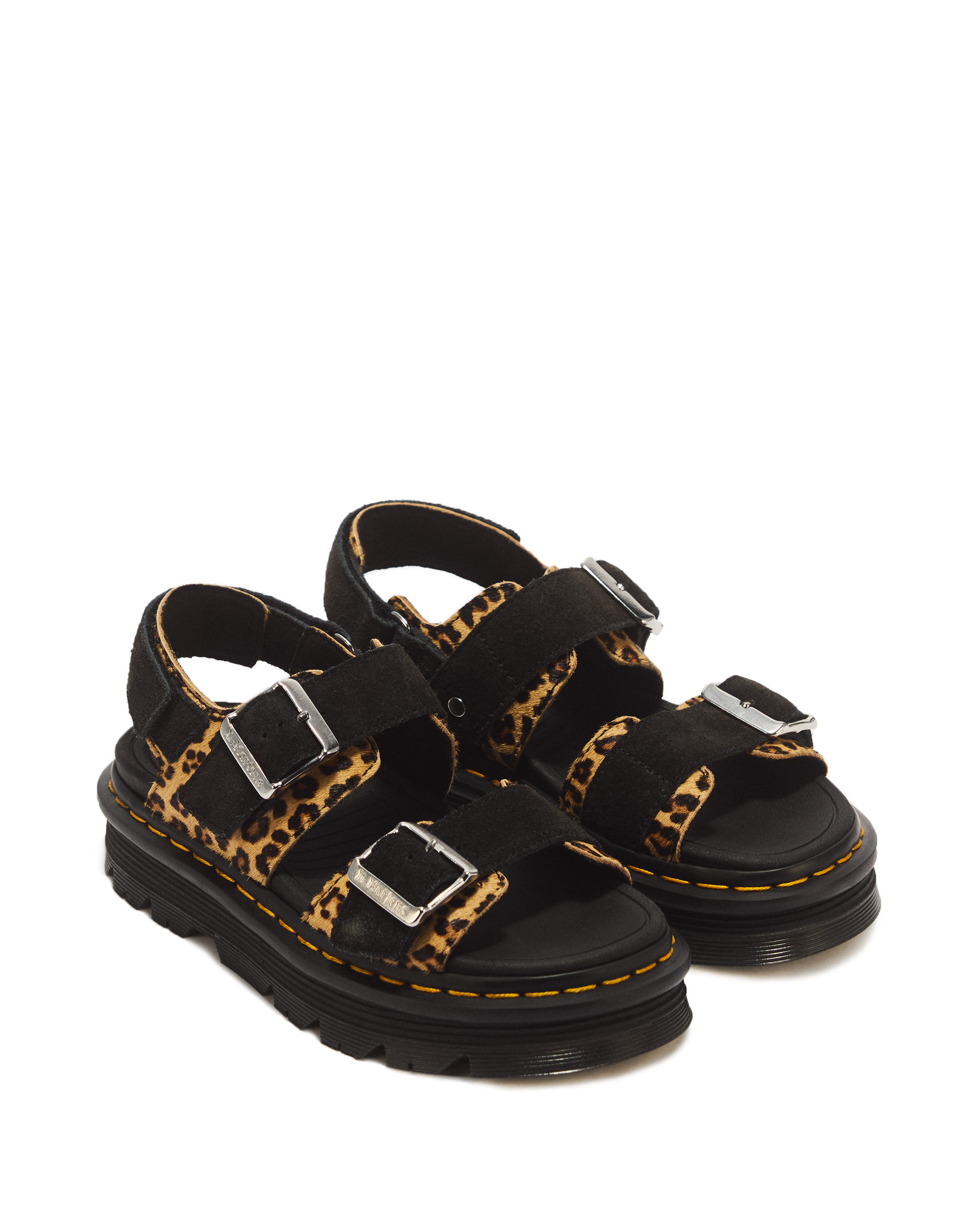 Zebzag Leopard Hair On Leather Sandals in LIGHT TAN+BLACK | Dr