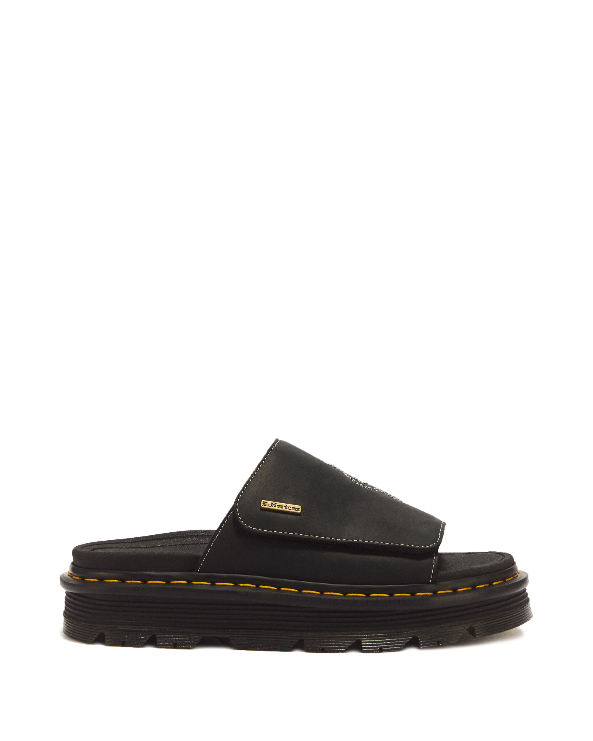 Zebzag Wyoming Leather Slides in BLACK | Dr. Martens™