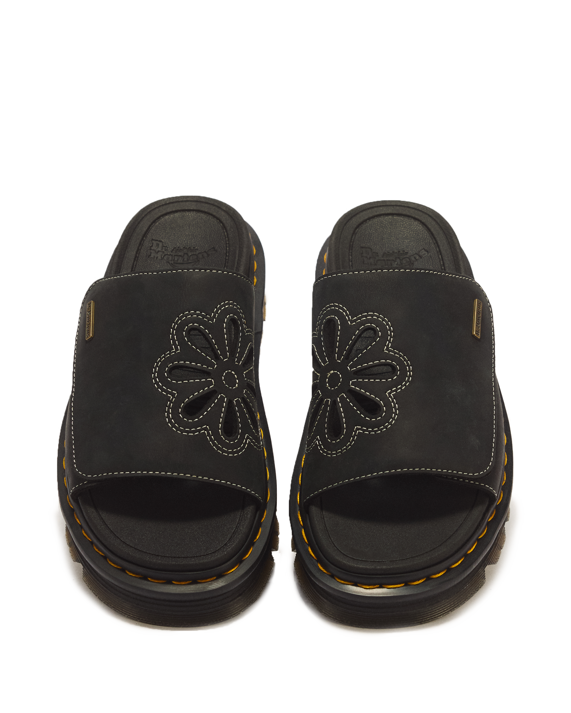 Zebzag Wyoming Leather Slides in BLACK | Dr. Martens™