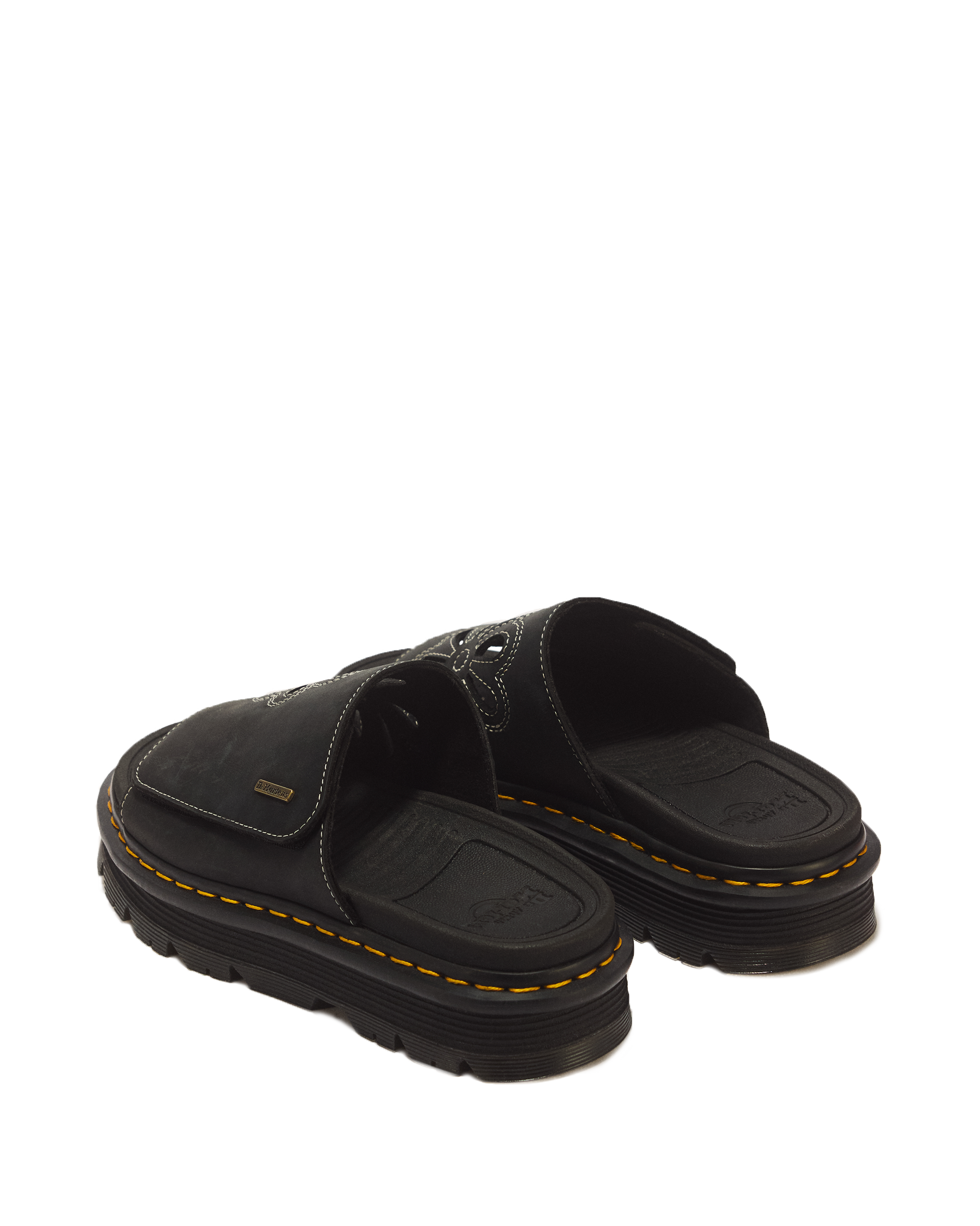 Zebzag Wyoming Leather Slides in BLACK | Dr. Martens™