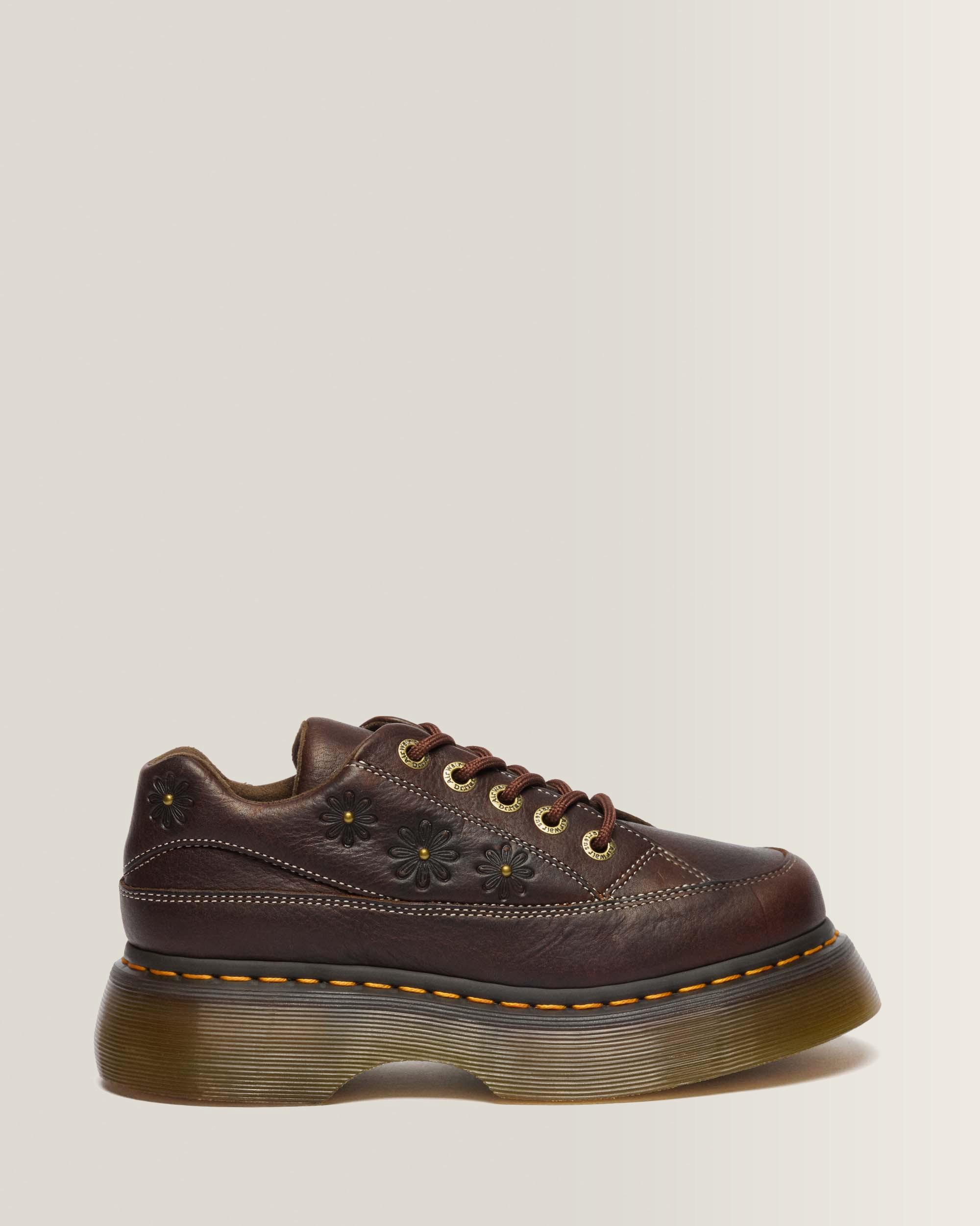 Buzz 5-Eye Flower Grizzly Leather Shoes in Dark Brown | Dr. Martens™