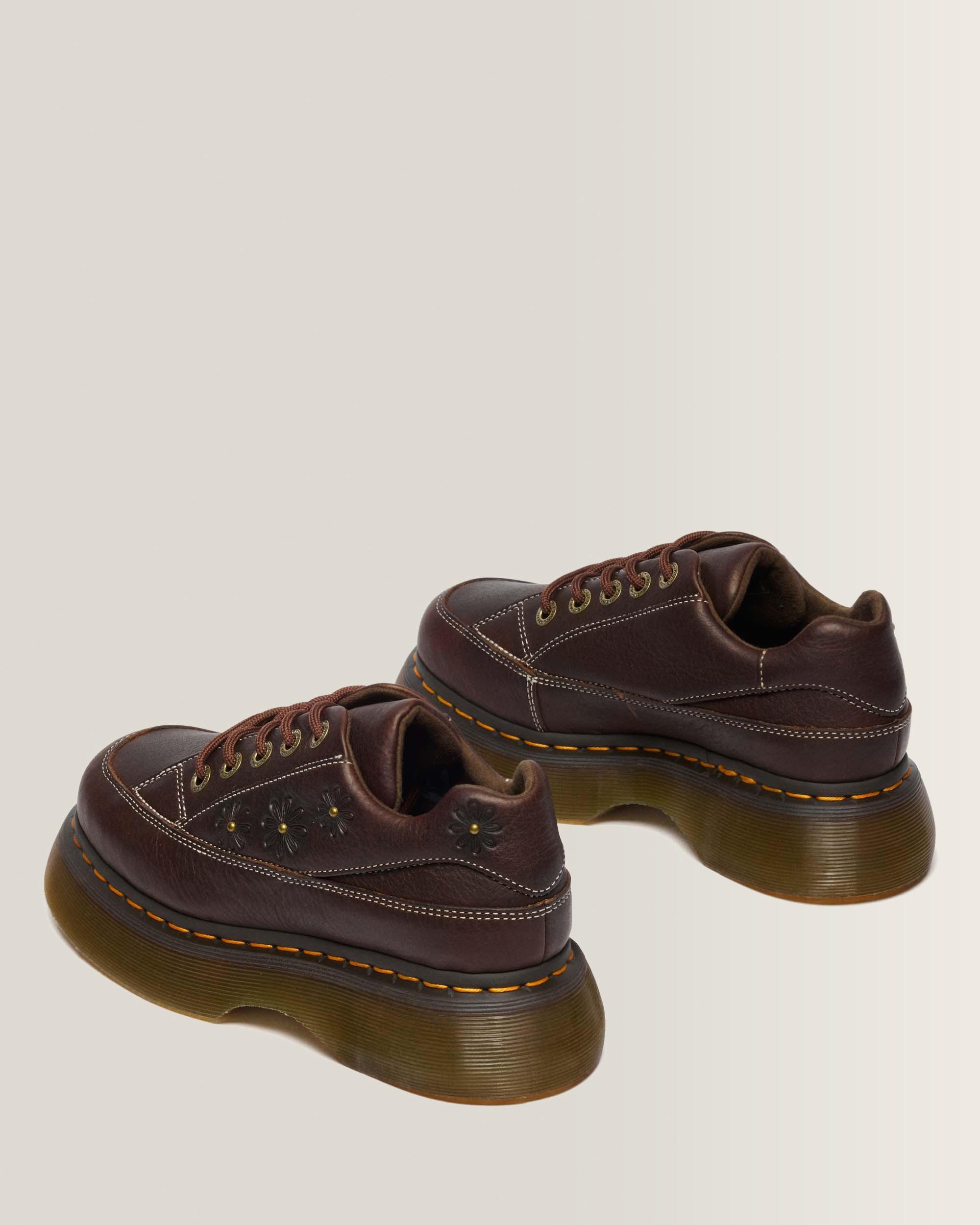 Buzz 5-Eye Flower Grizzly Leather Shoes in Dark Brown | Dr. Martens™