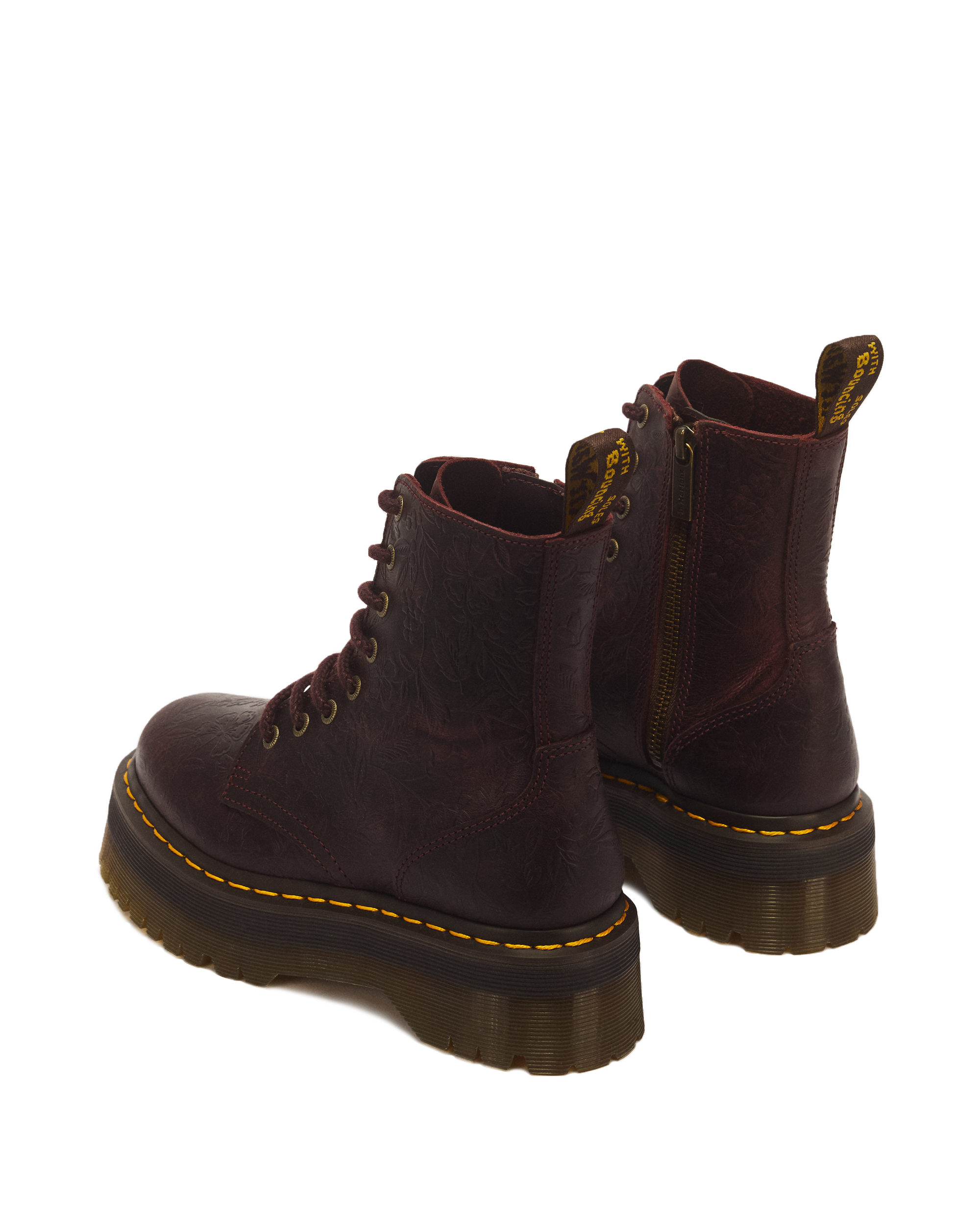Jadon Floral Emboss 8 Eye Crazy Horse Leather Platform Boots
