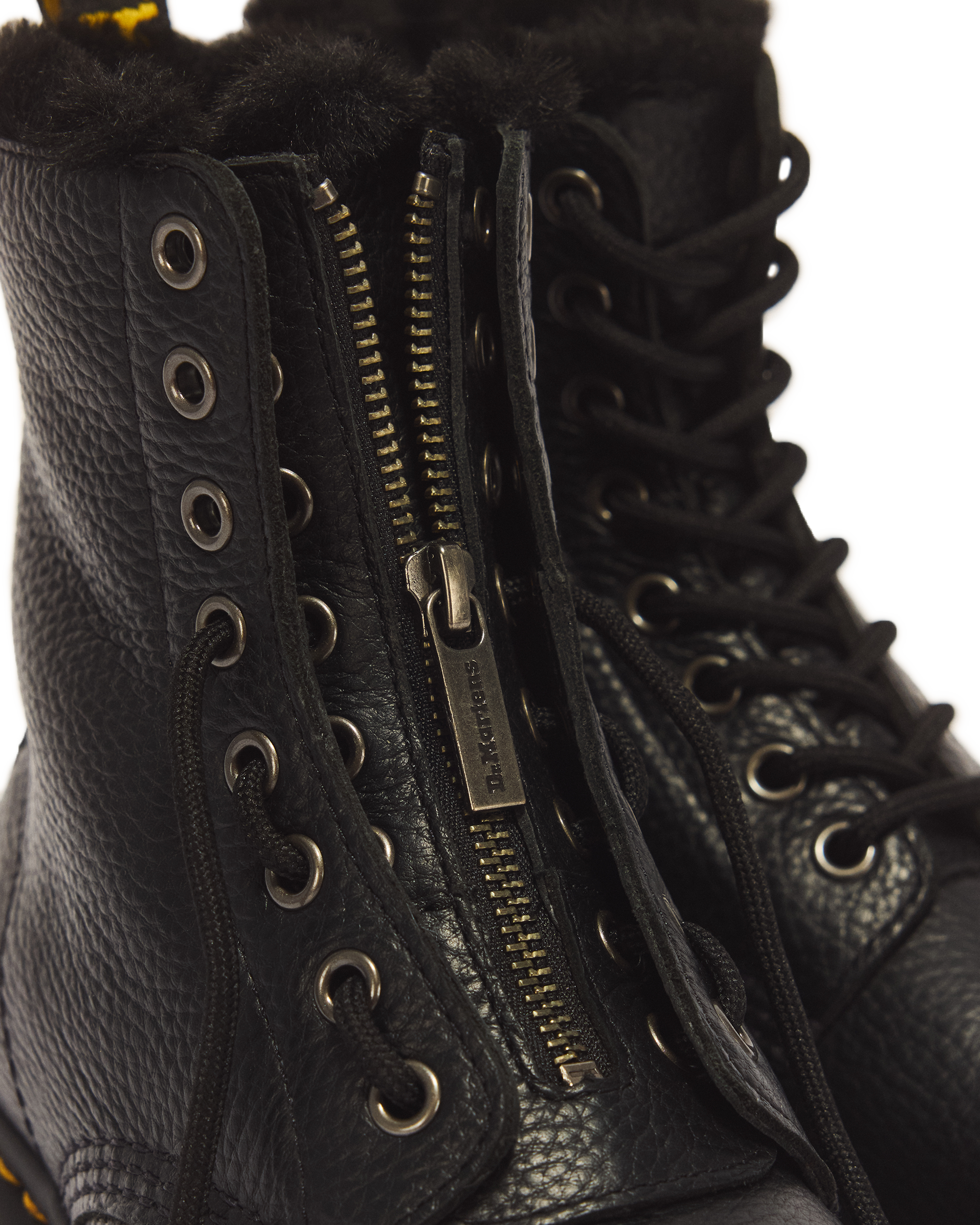 1460 Serena Zip 8 Eye Milled Nappa Leather Boots in BLACK | Dr