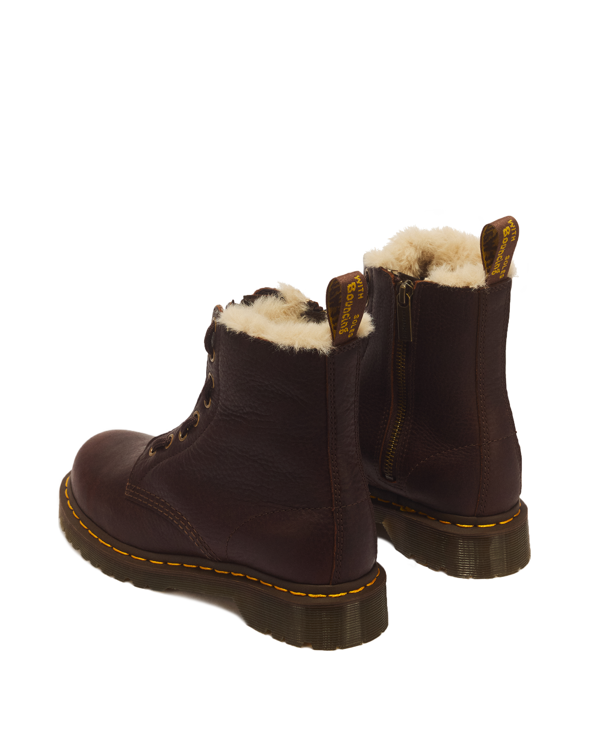 1460 Serena Zip 8 Eye Leather Boots in DARK BROWN | Dr. Martens™