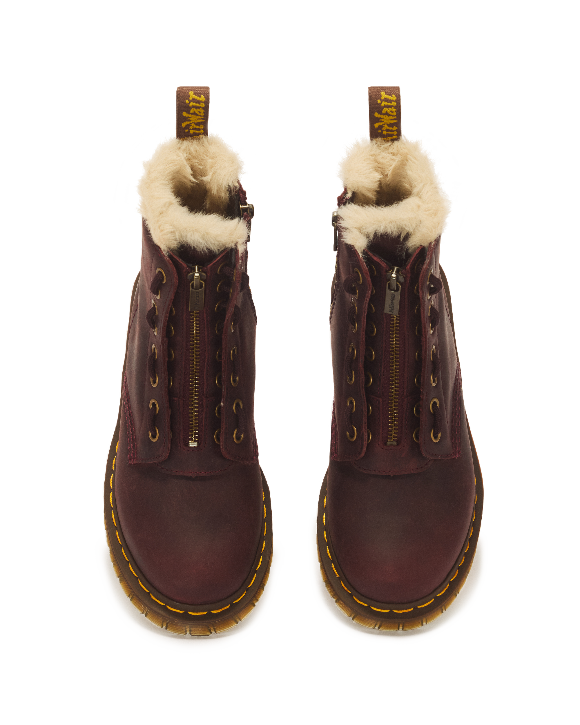 1460 Serena Zip 8 Eye Crazy Horse Leather Boots in CHERRY RED | Dr