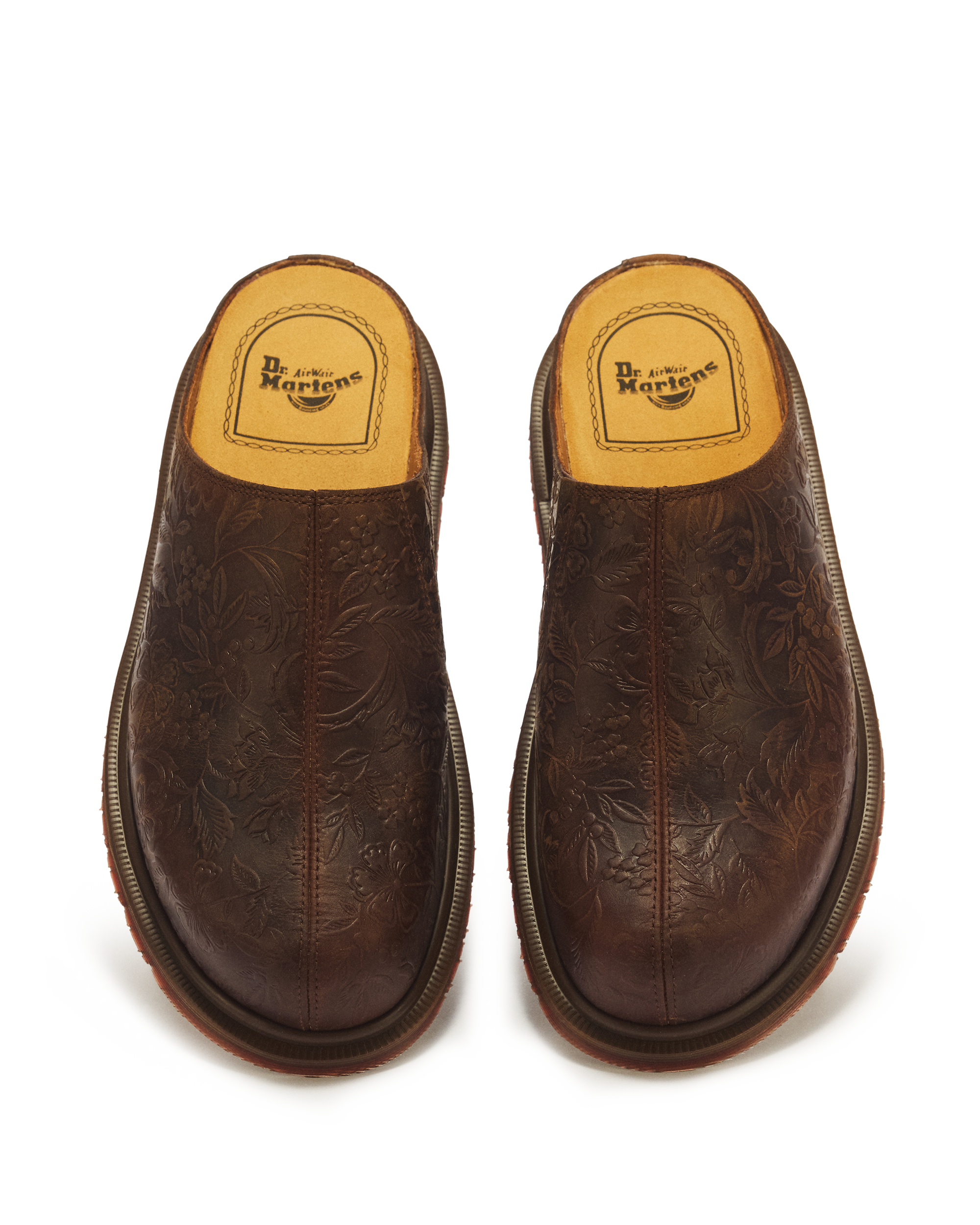 San Floral Emboss Crazy Horse Leather Mules