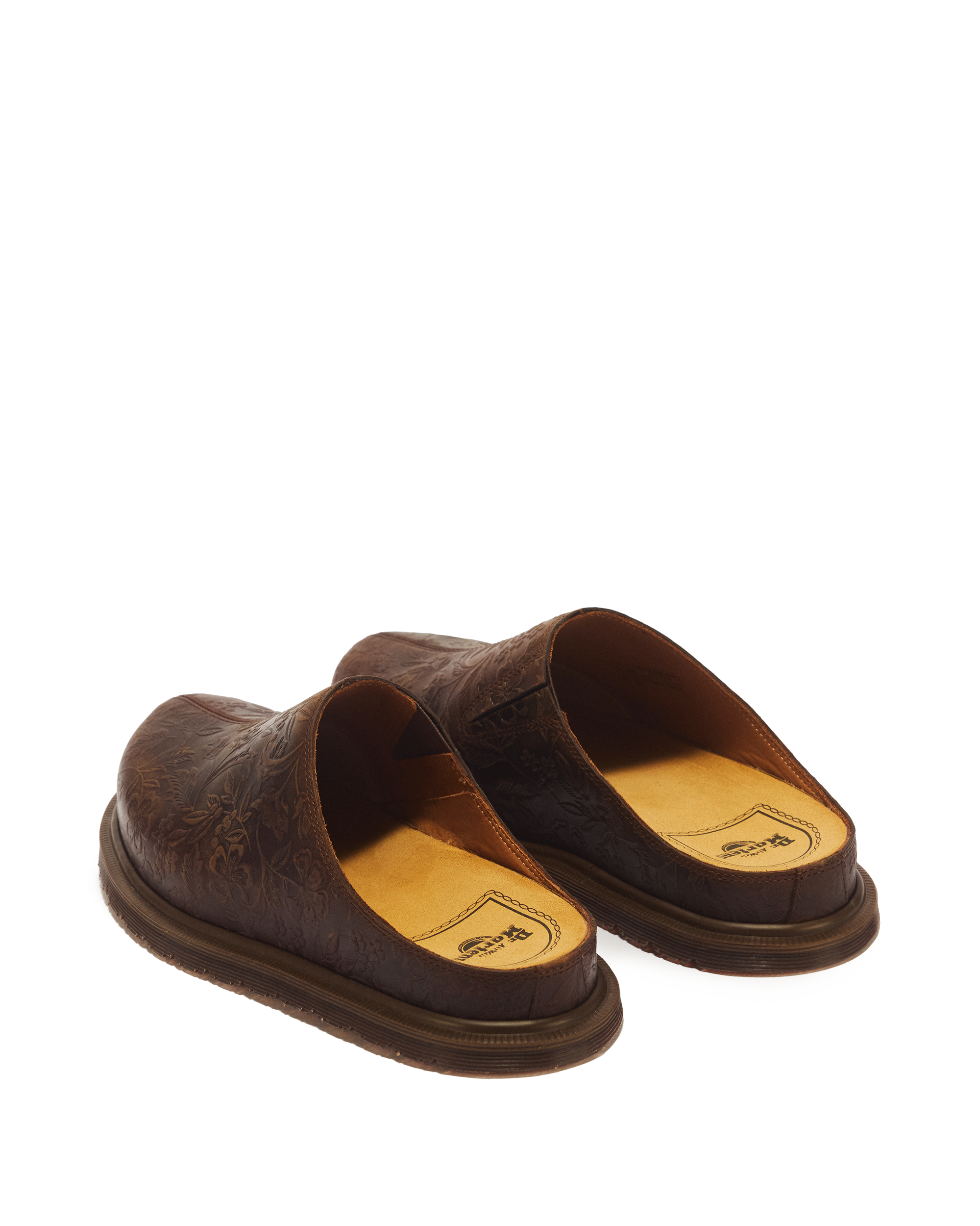 San Floral Emboss Crazy Horse Leather Mules