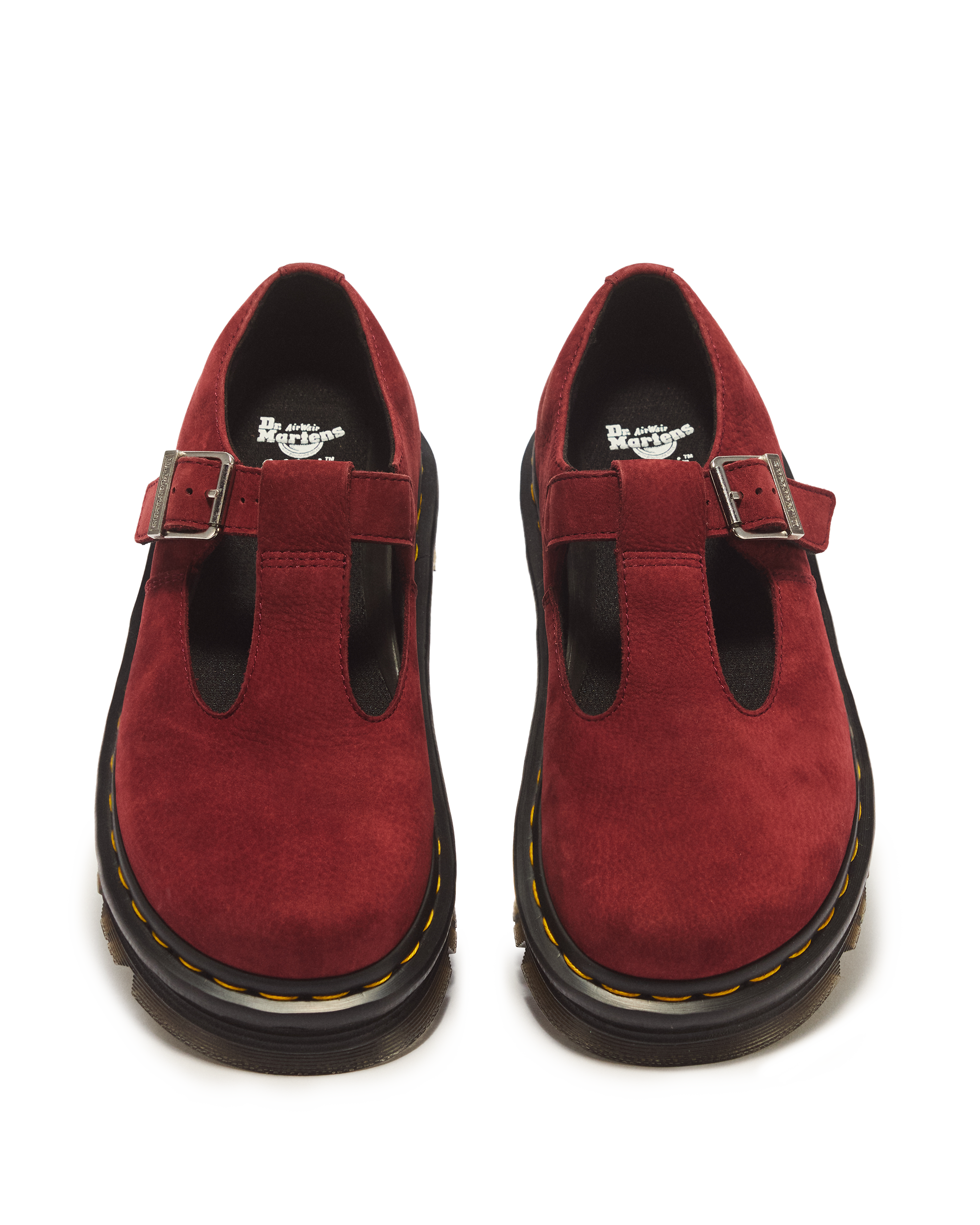 Zebzag Milled Nubuck Mary Jane Shoes in CHERRY RED | Dr. Martens™