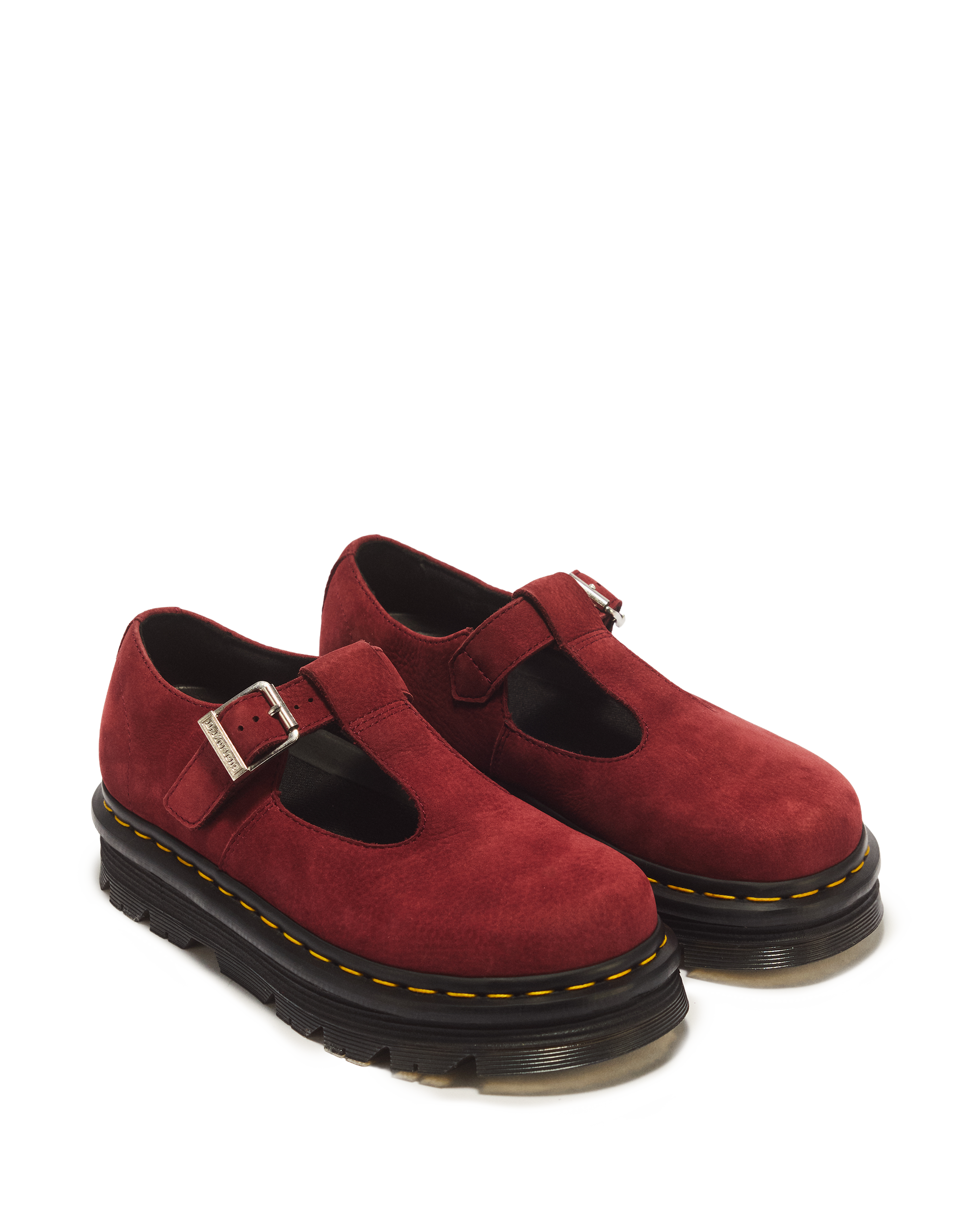 Zebzag Milled Nubuck Mary Jane Shoes in CHERRY RED | Dr. Martens™