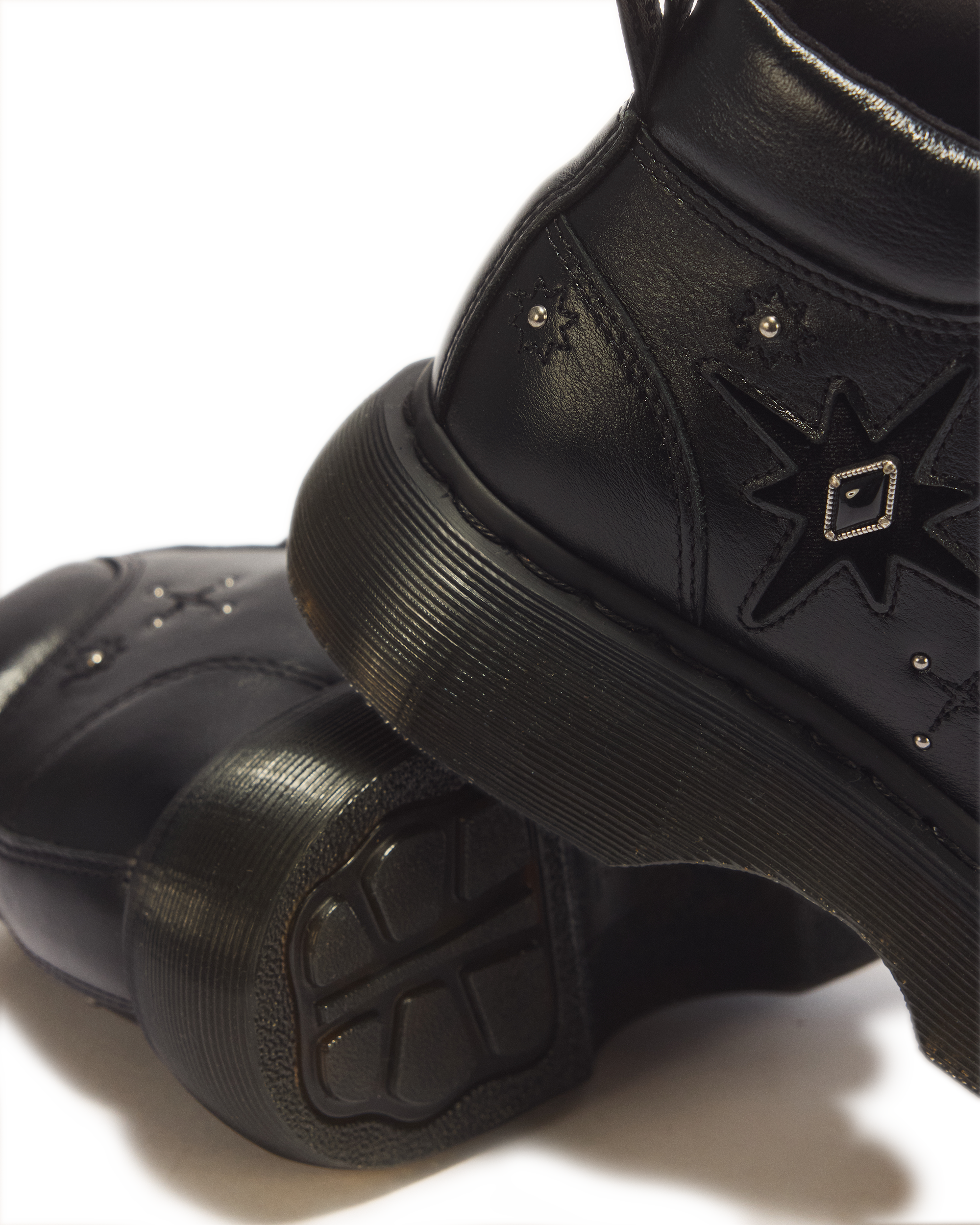 Buzz Whimsigoth 6 Eye Leather & Velvet Lace Up Boots in BLACK | Dr