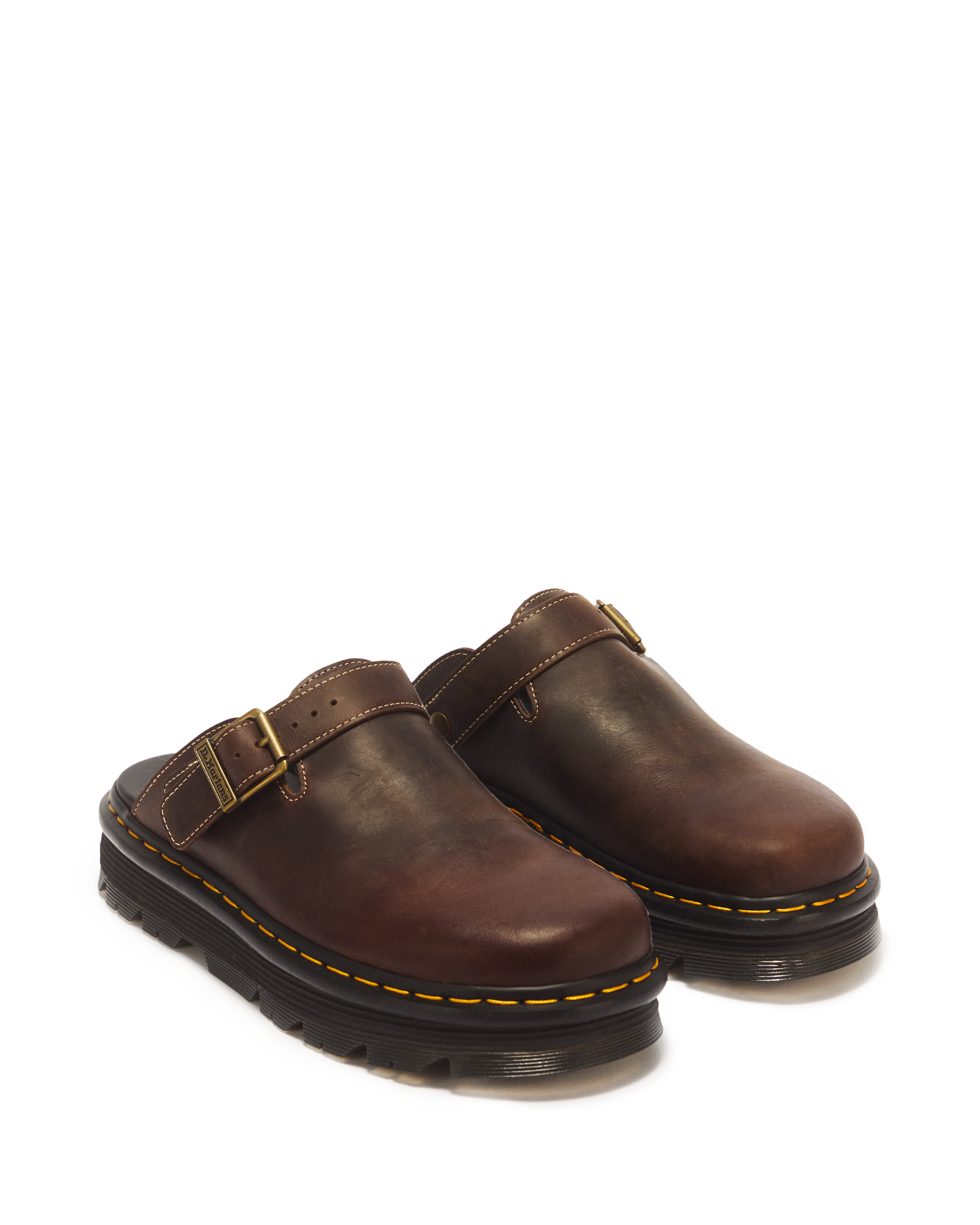 Zebzag Crazy Horse Leather Mules in DARK BROWN | Dr. Martens™
