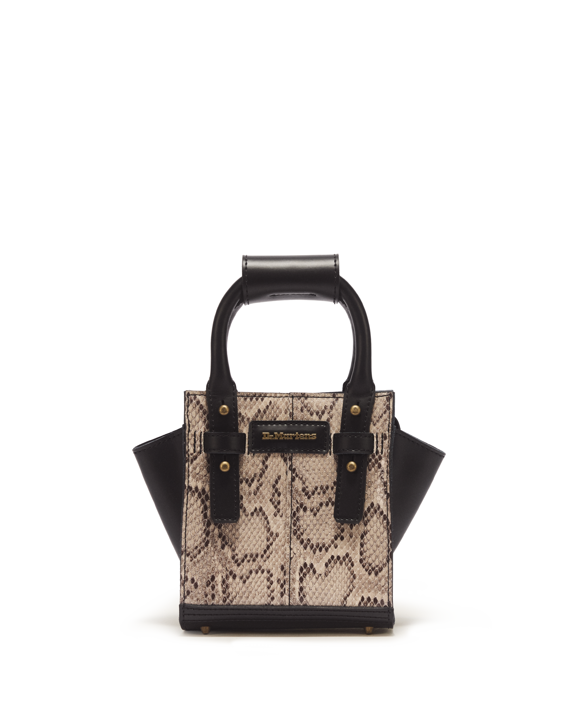 XSmall Snake Print Leather Tote Bag in CREAM+BLACK | Dr. Martens™