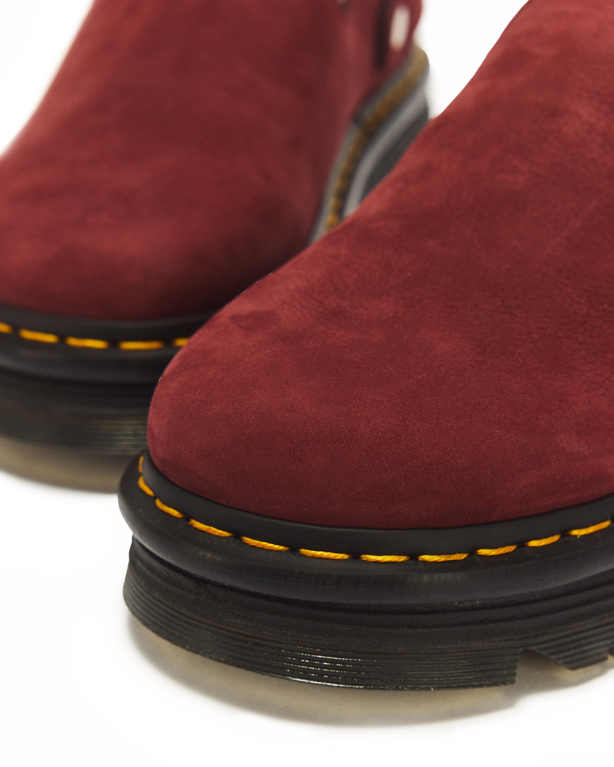 Zebzag Milled Nubuck Mules in CHERRY RED | Dr. Martens™
