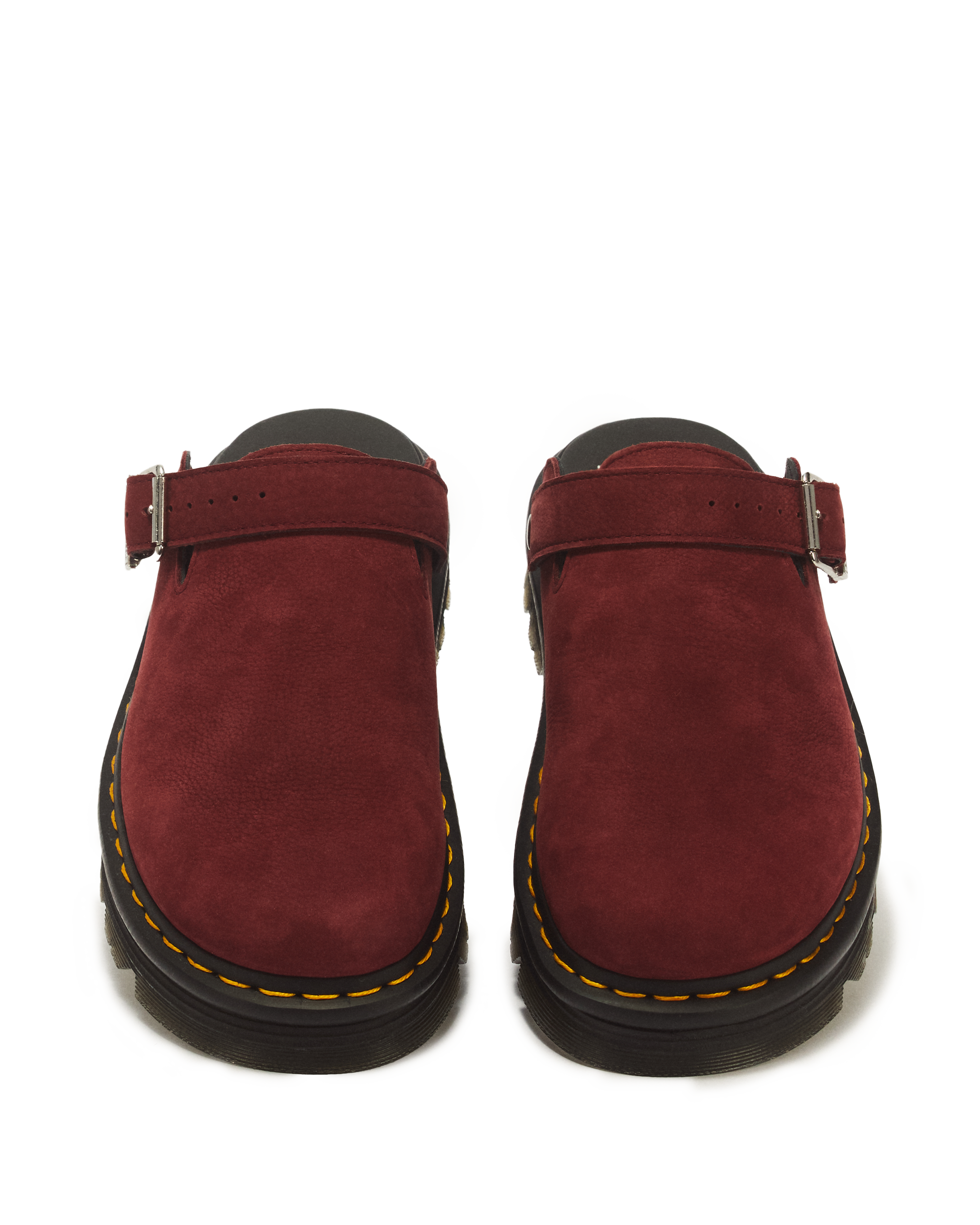 Zebzag Milled Nubuck Mules in CHERRY RED | Dr. Martens™