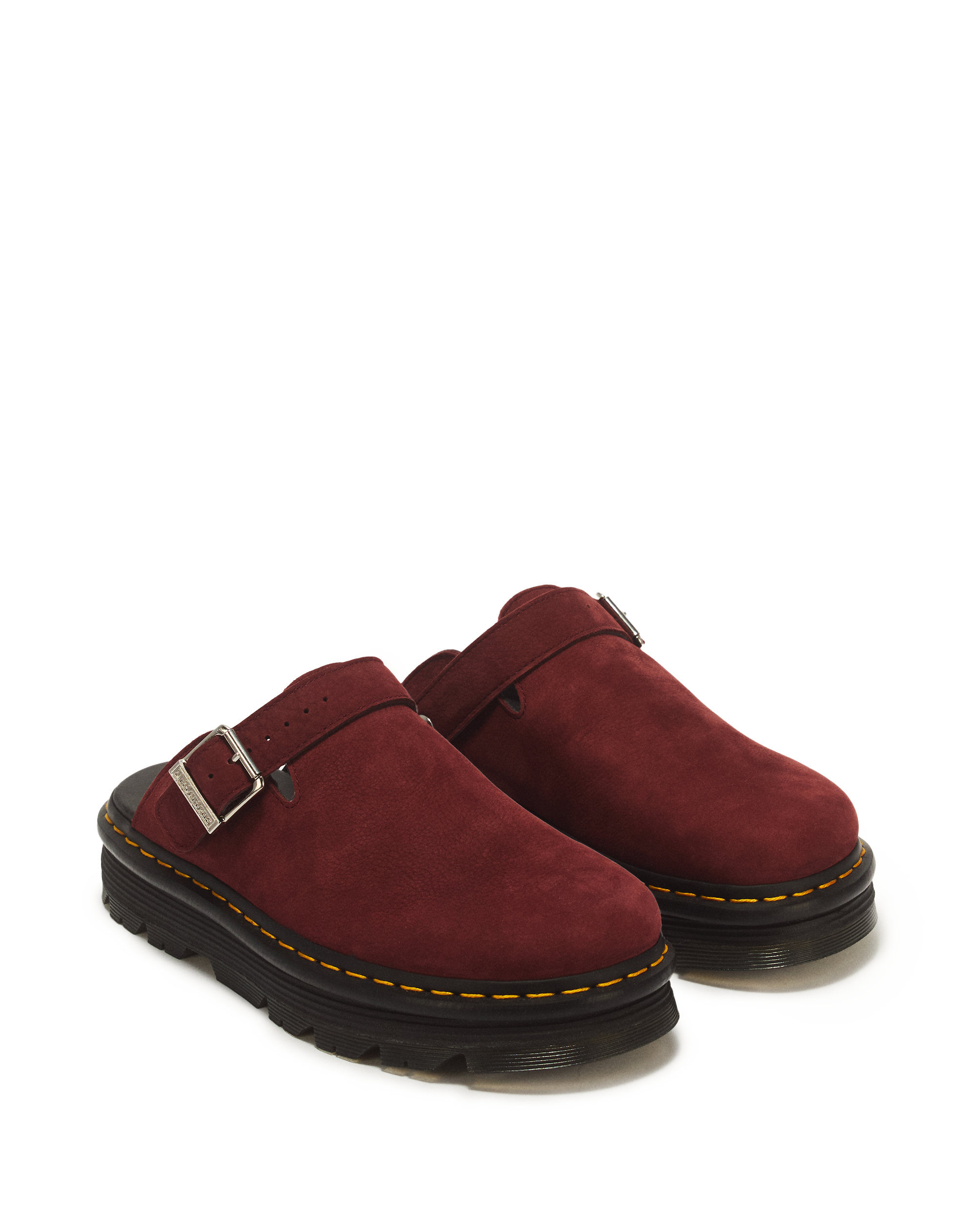 Zebzag Milled Nubuck Mules in CHERRY RED | Dr. Martens™