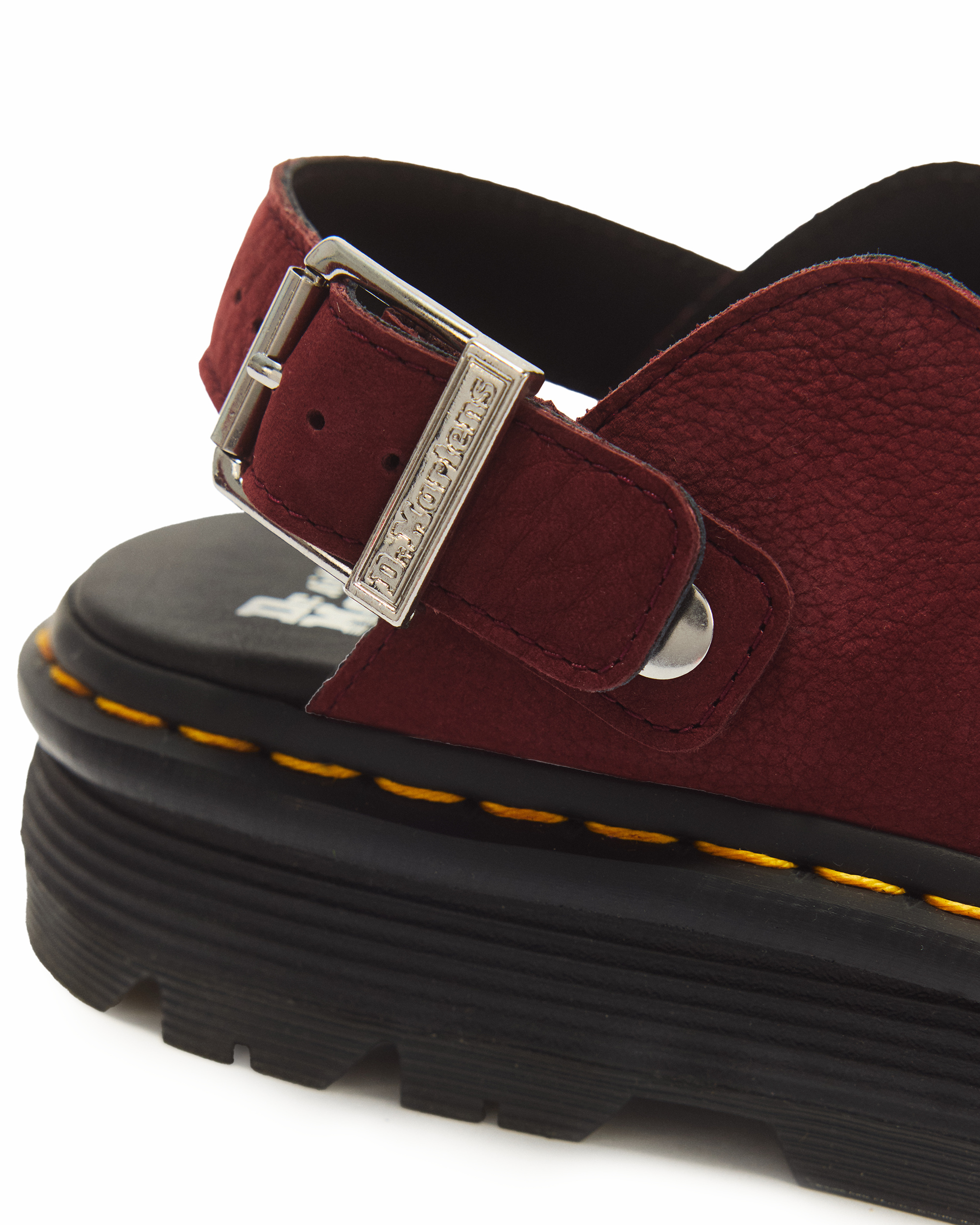 Zebzag Milled Nubuck Mules in CHERRY RED | Dr. Martens™