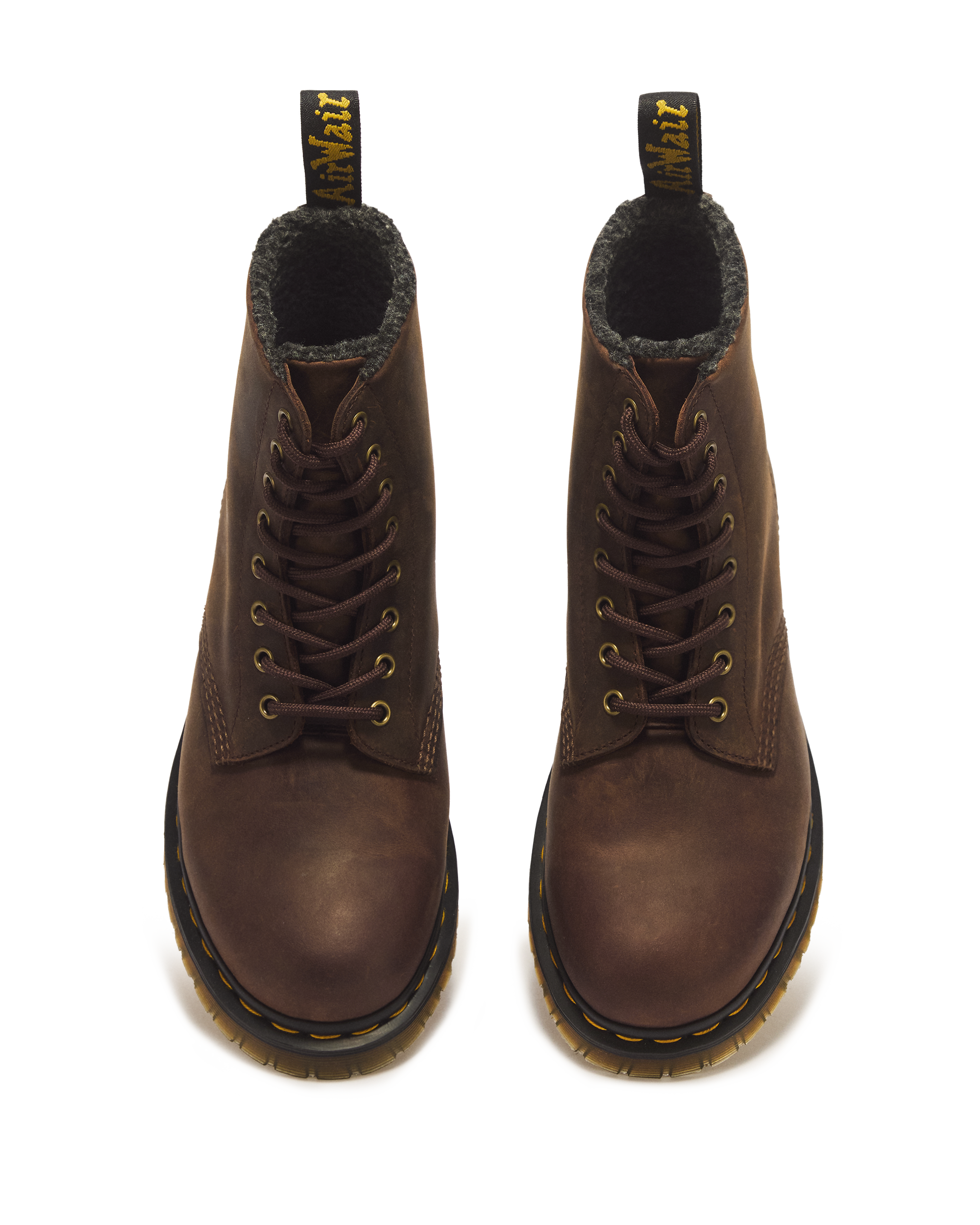 1460 Pascal Warm Lined 8 Eye Leather Boots in DARK BROWN | Dr