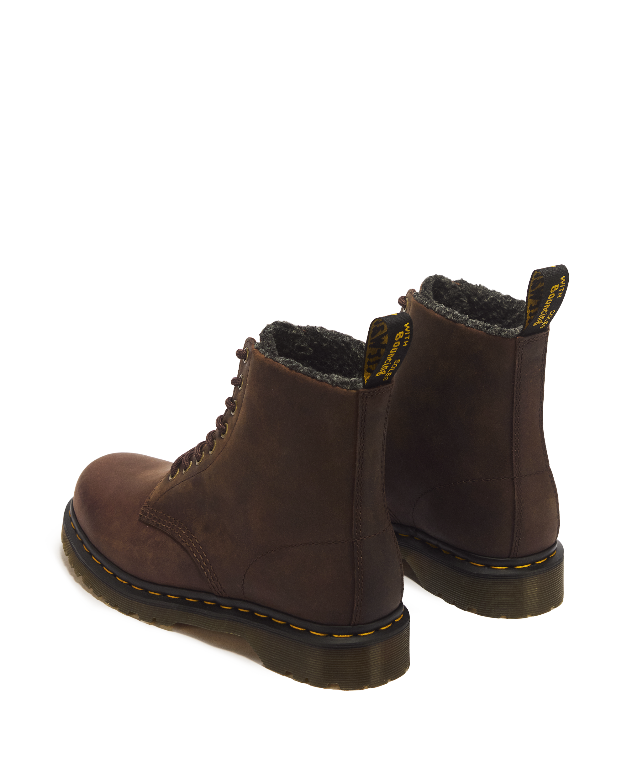 1460 Pascal Warm Lined 8 Eye Leather Boots in DARK BROWN | Dr