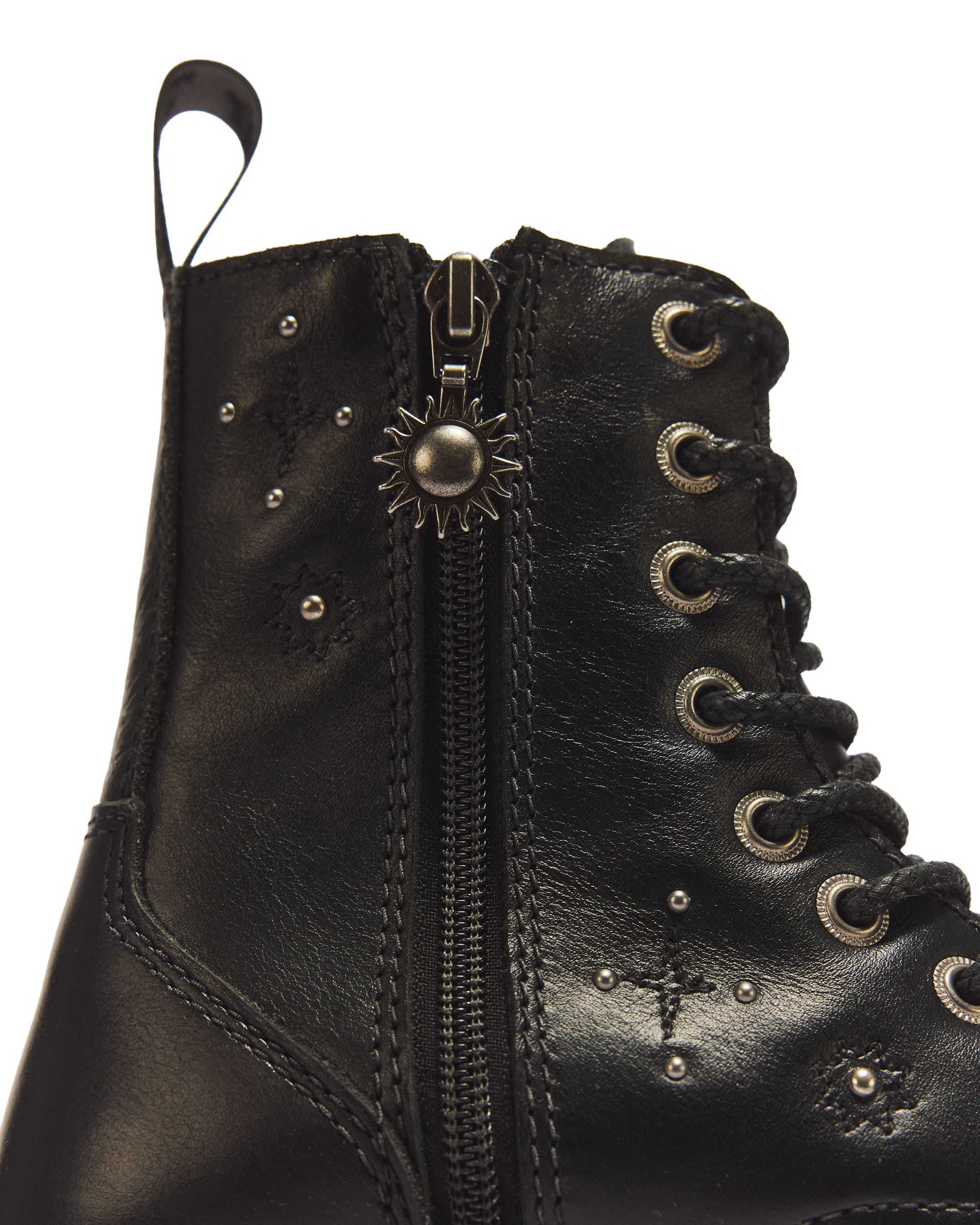 Jadon Whimsigoth 8 Eye Leather & Velvet Lace Up Platform Boots in