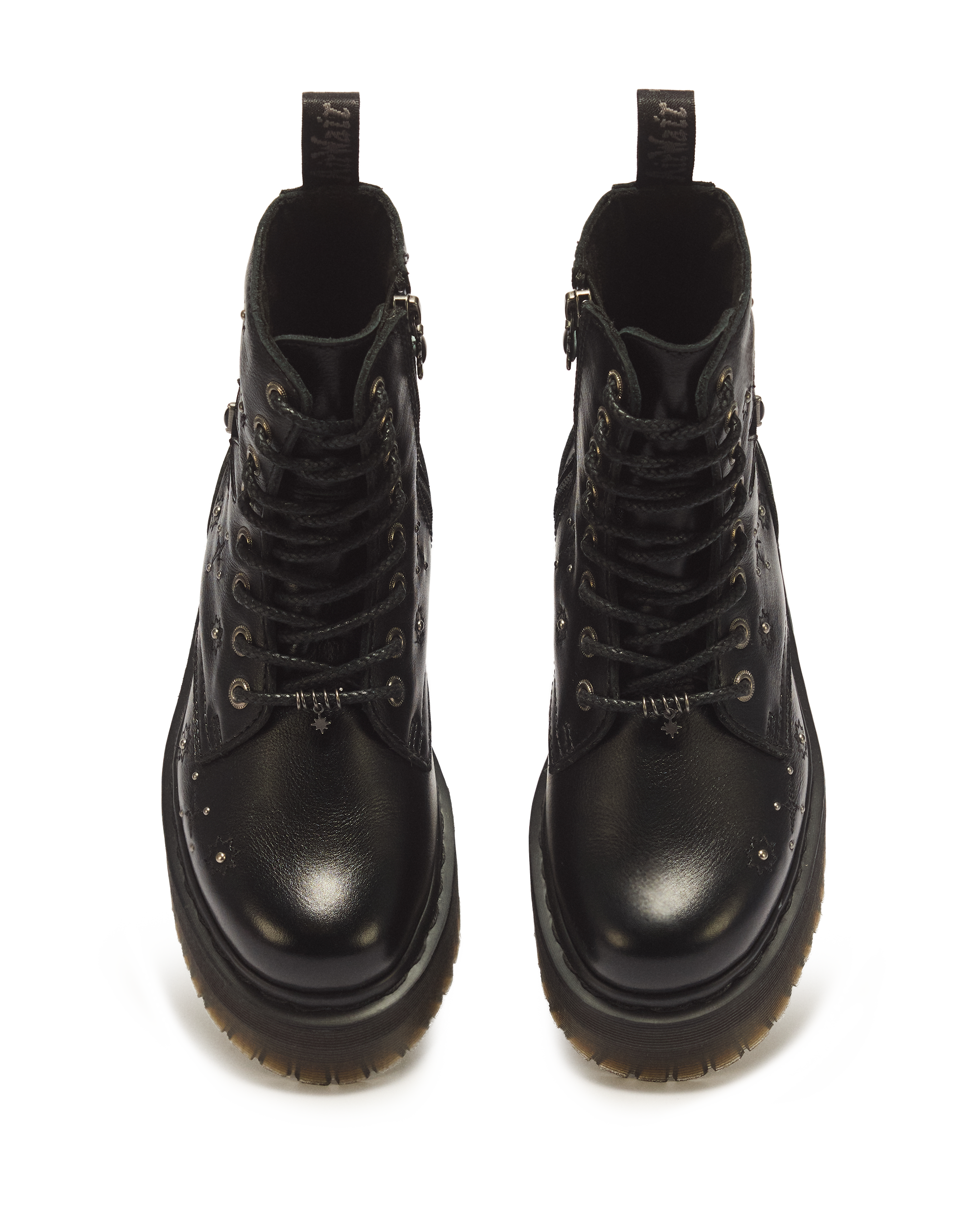 Jadon Whimsigoth 8 Eye Leather & Velvet Lace Up Platform Boots in