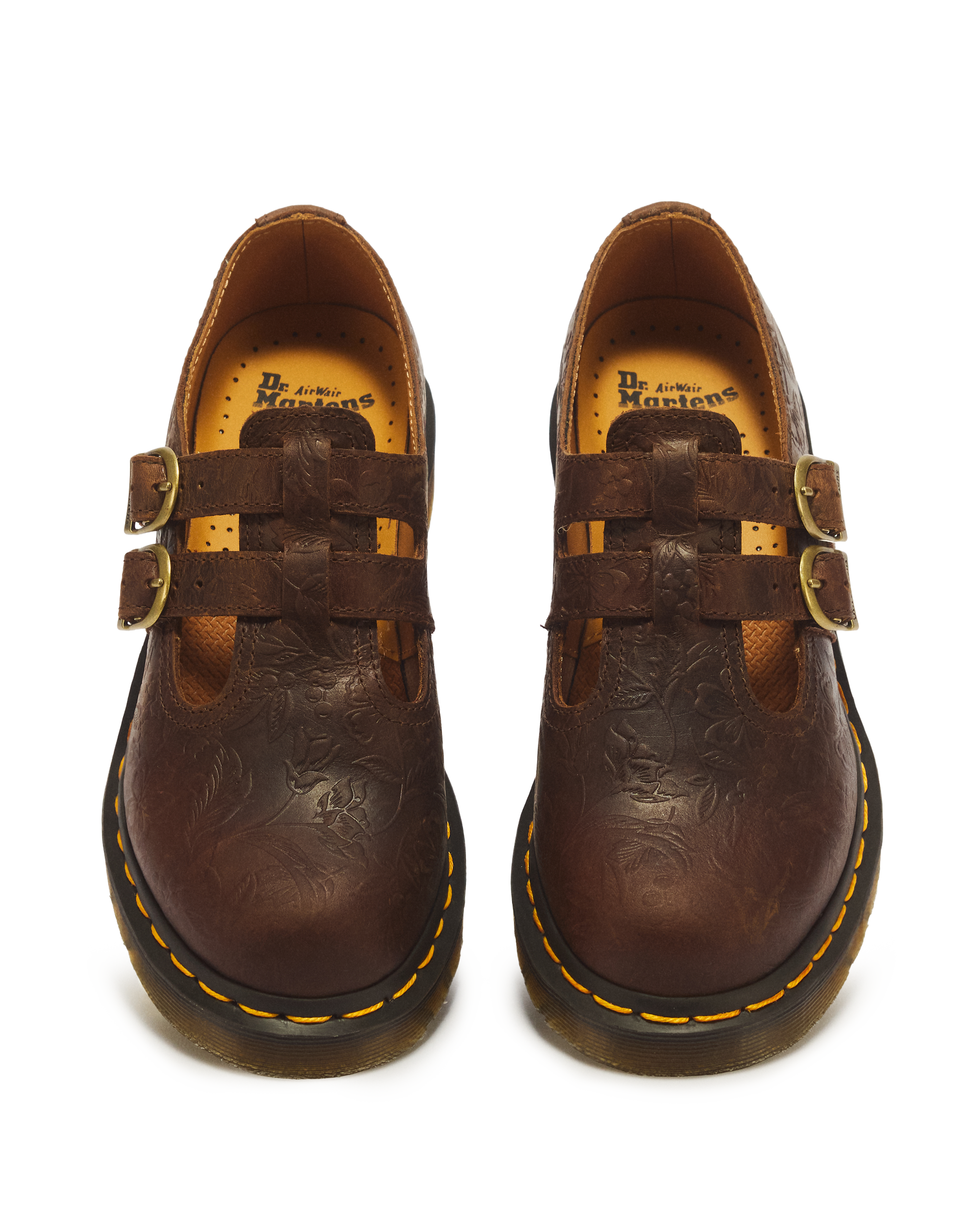 8065 II Floral Emboss Mary Jane Shoe in DARK BROWN | Dr. Martens™