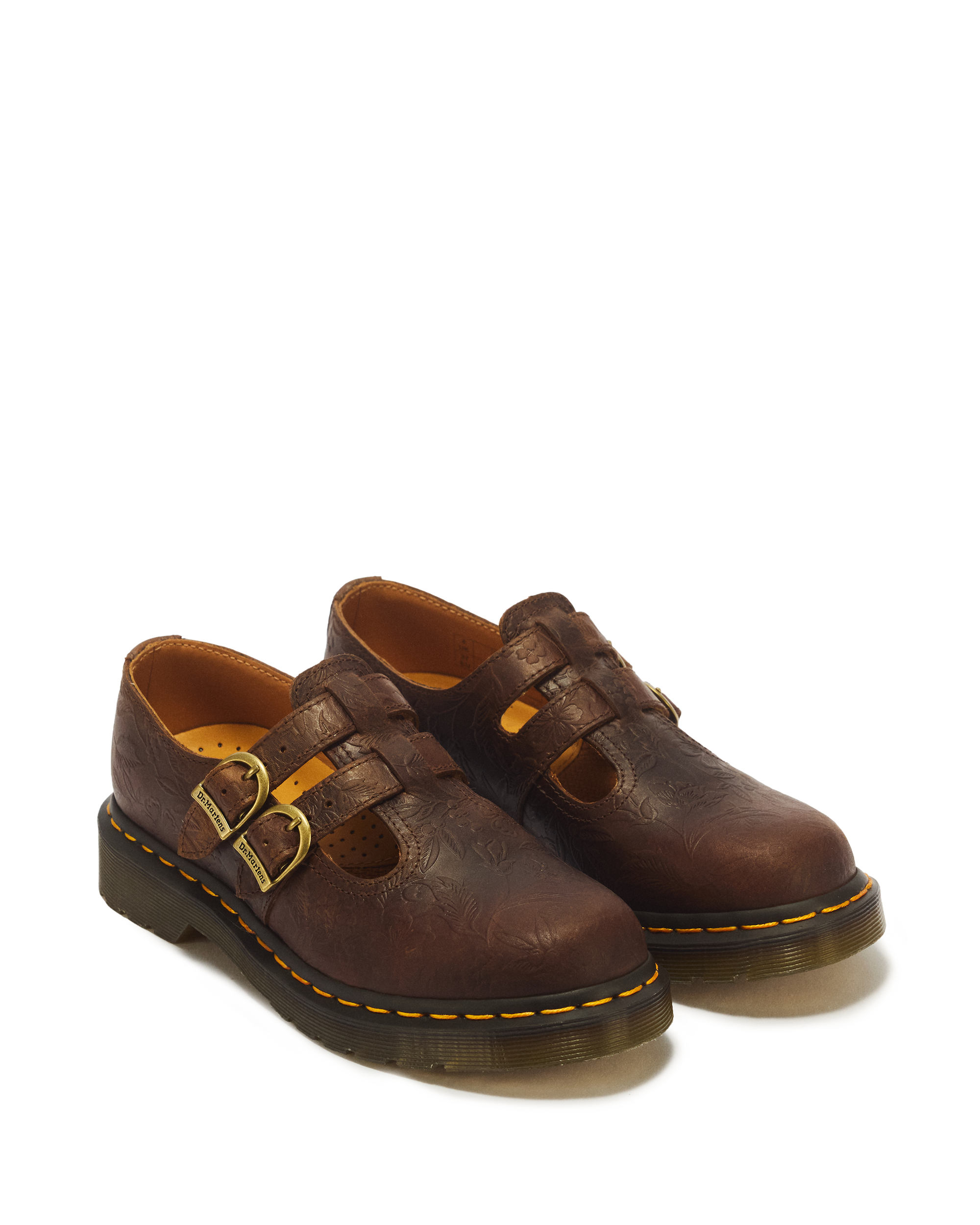 8065 II Floral Emboss Mary Jane Shoe in DARK BROWN | Dr. Martens™