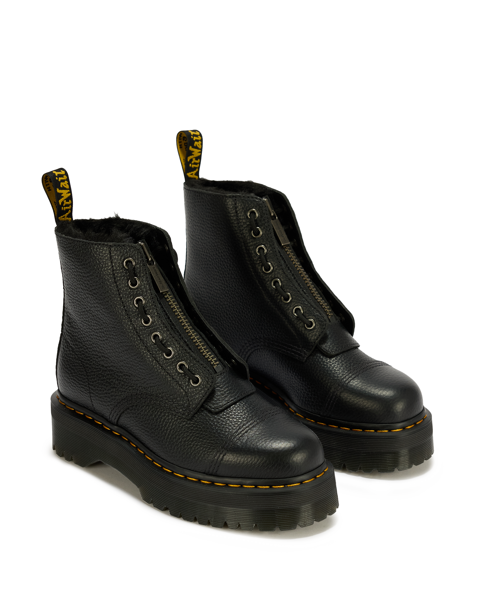 Sinclair FL 8 Eye Milled Nappa Lace Up Boots in BLACK | Dr. Martens™