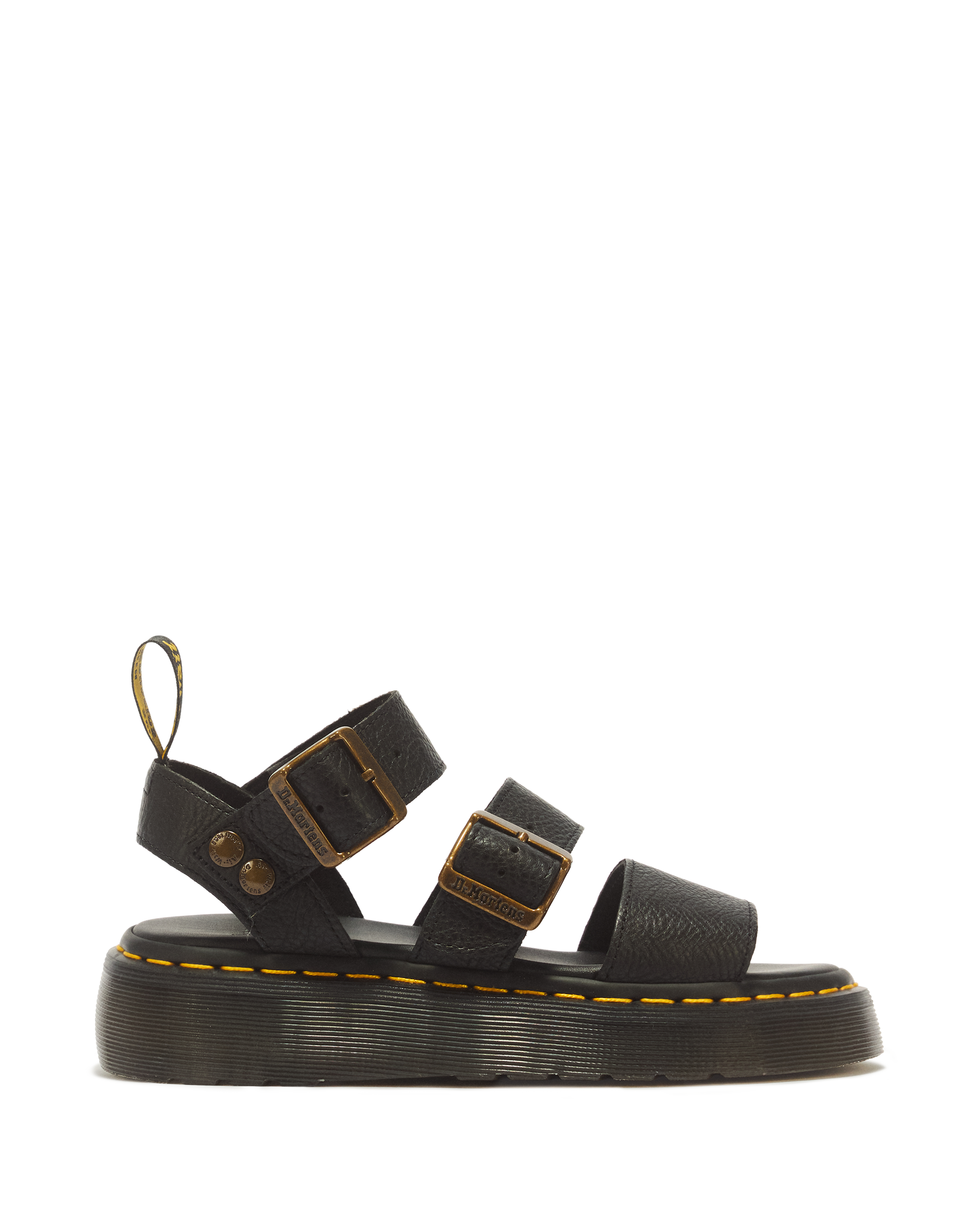Dunnet Flower Full Grain Leather Sandals in Black | Dr. Martens™