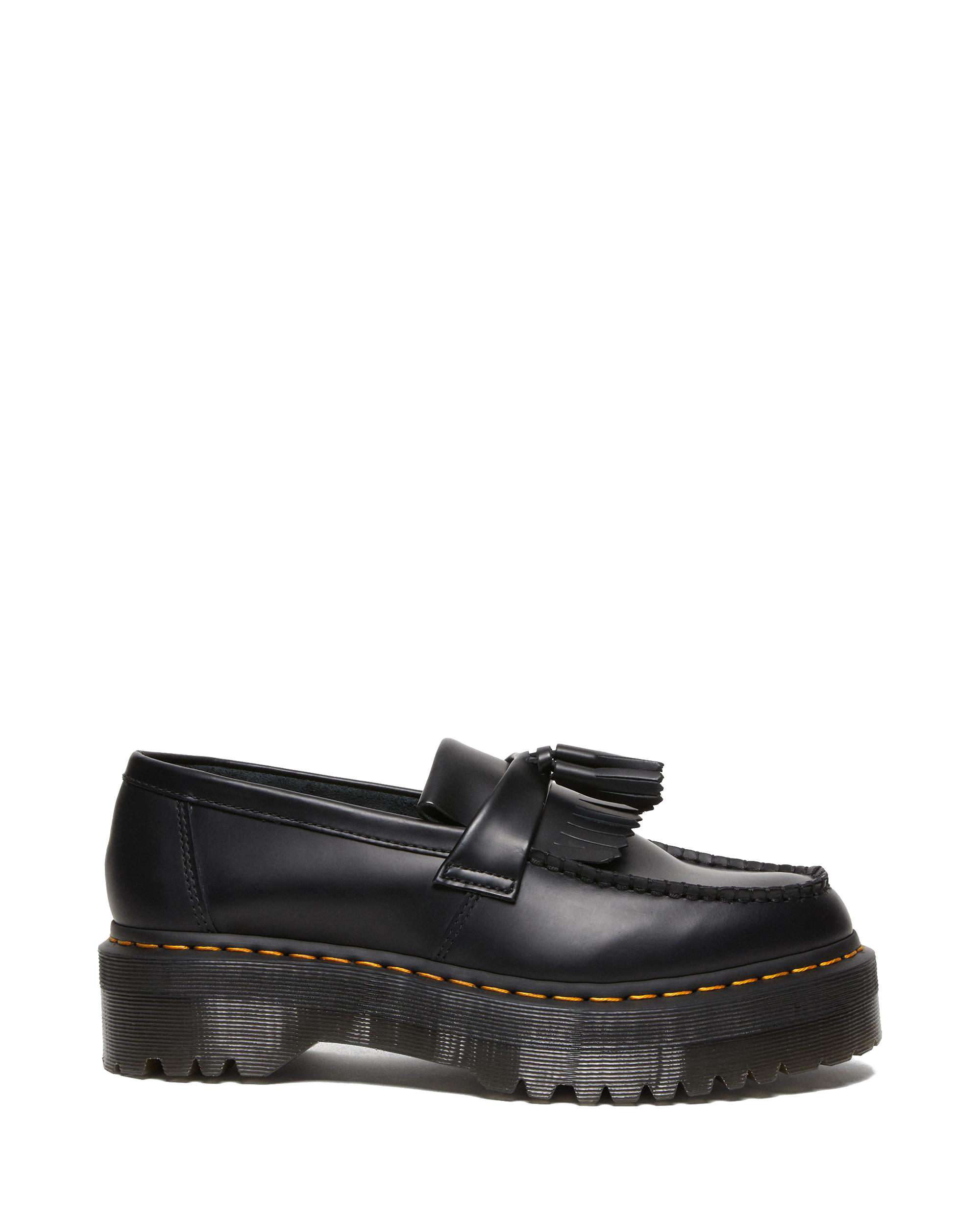 Adrian Quad Leather Platform Tassle Loafers in Black | Dr. Martens™
