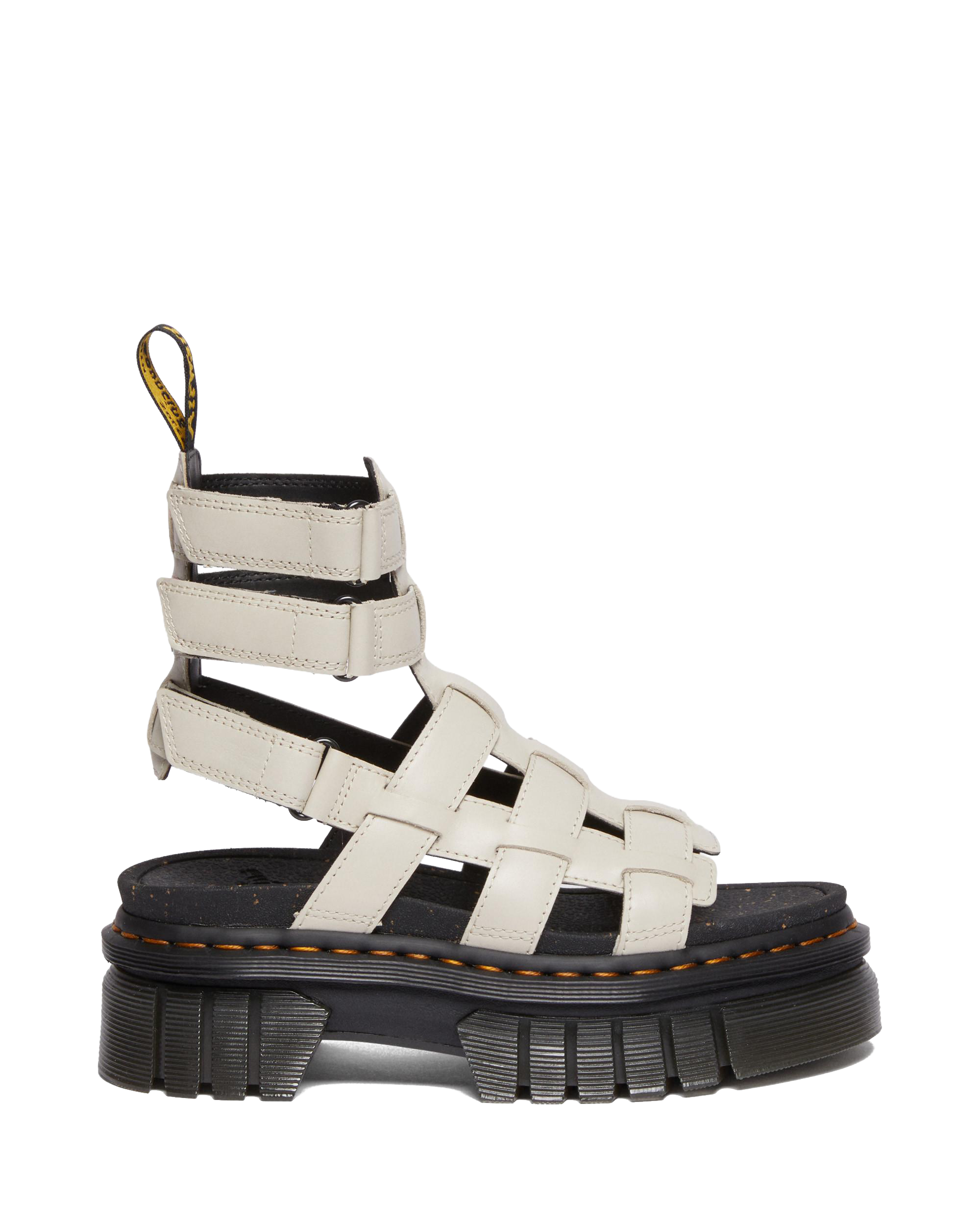 靴 Dr. Martens Ricki Gladiator Ricki Nappa Lux Leather Platform Gladiator Sandals in Cobblestone