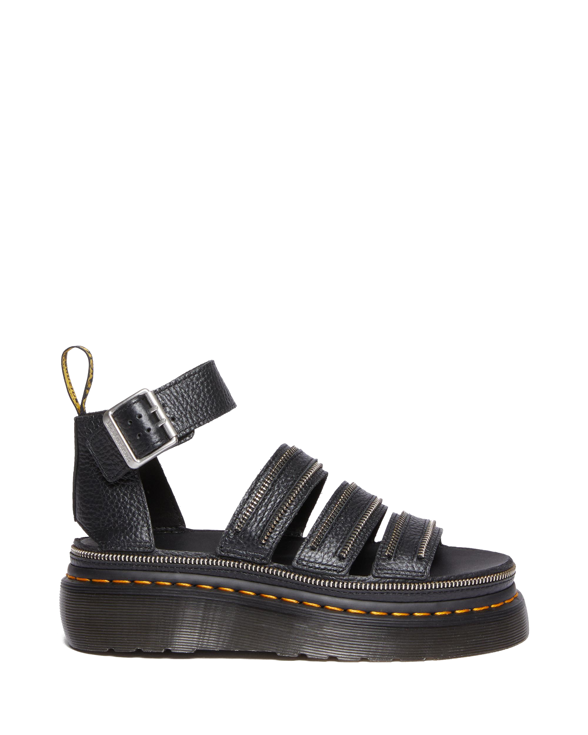 Clarissa Milled Nappa Platform Strap Sandals in Black | Dr. Martens™