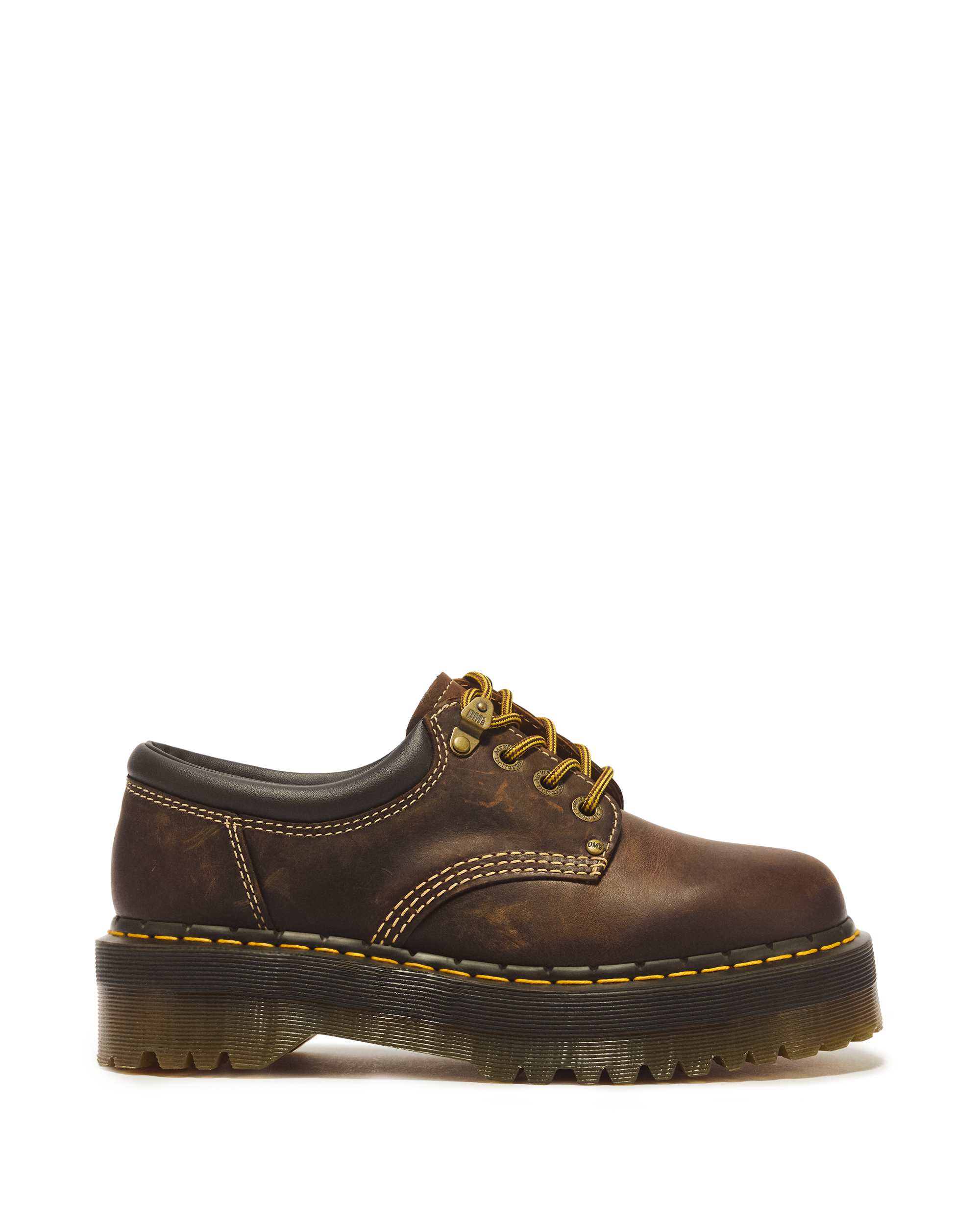 ラキドロCORTIS MARTIN 8053 Quad II Crazy Horse Leather Platform Shoes in Dark Brown | Dr