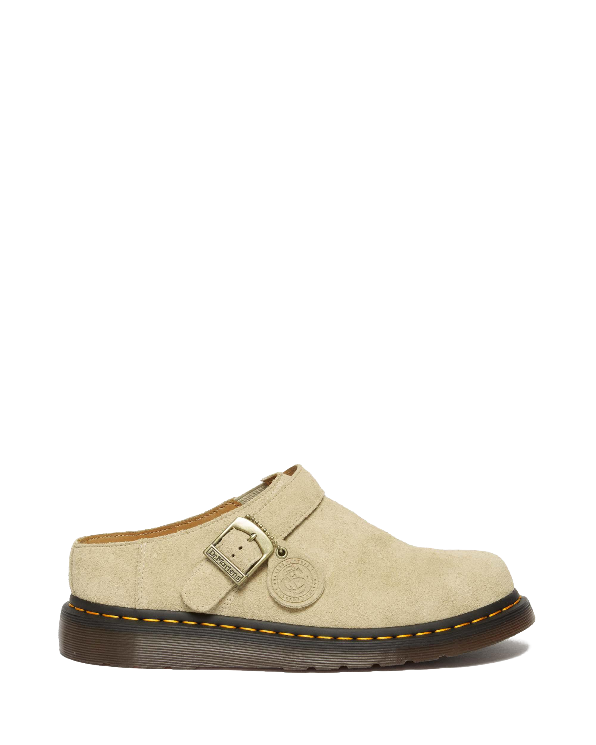 Isham Desert Oasis Suede Mules in Parchment Beige | Dr. Martens™