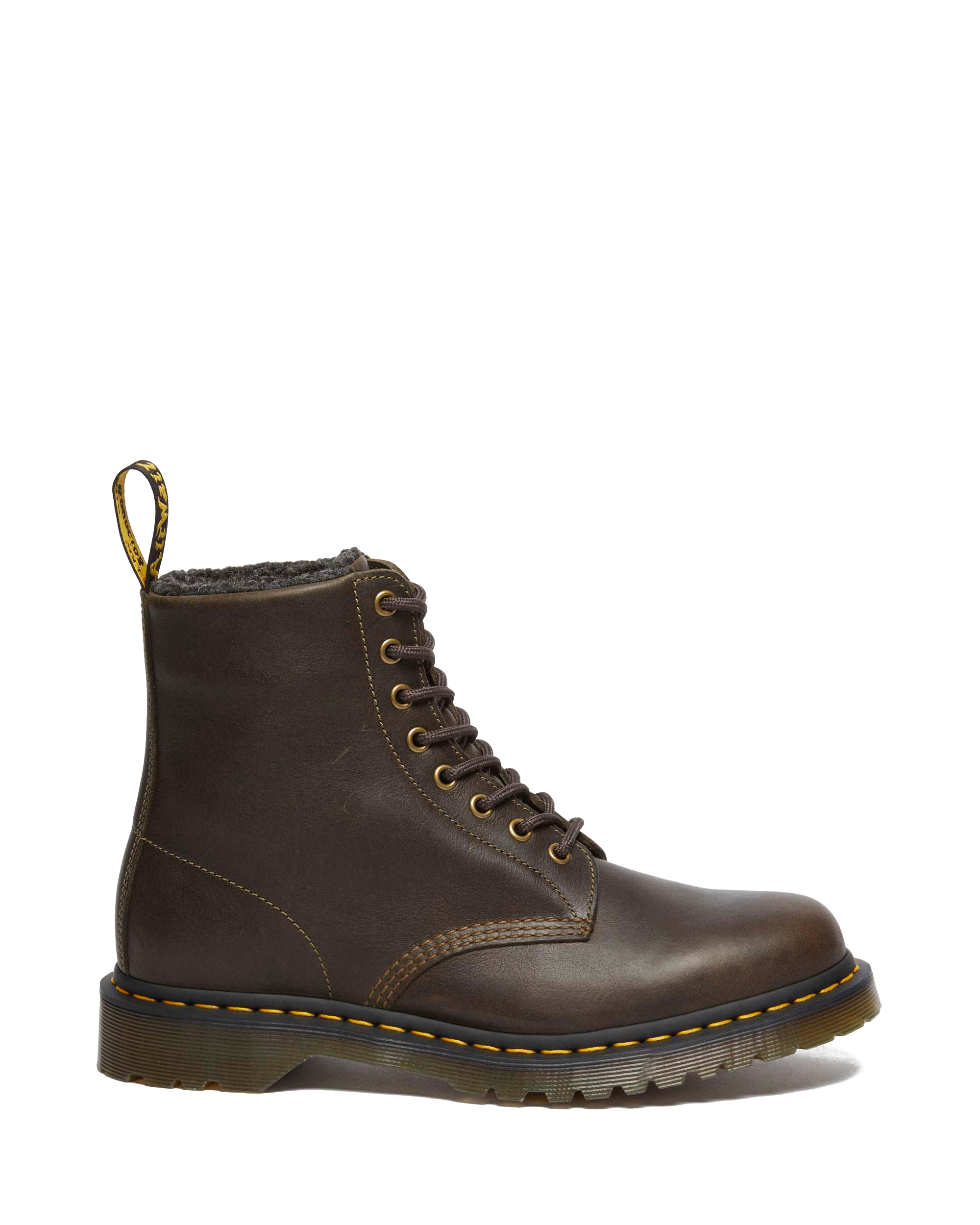 1460 Faux Fur Lined Grizzly Leather Lace Up Boots in Black | Dr